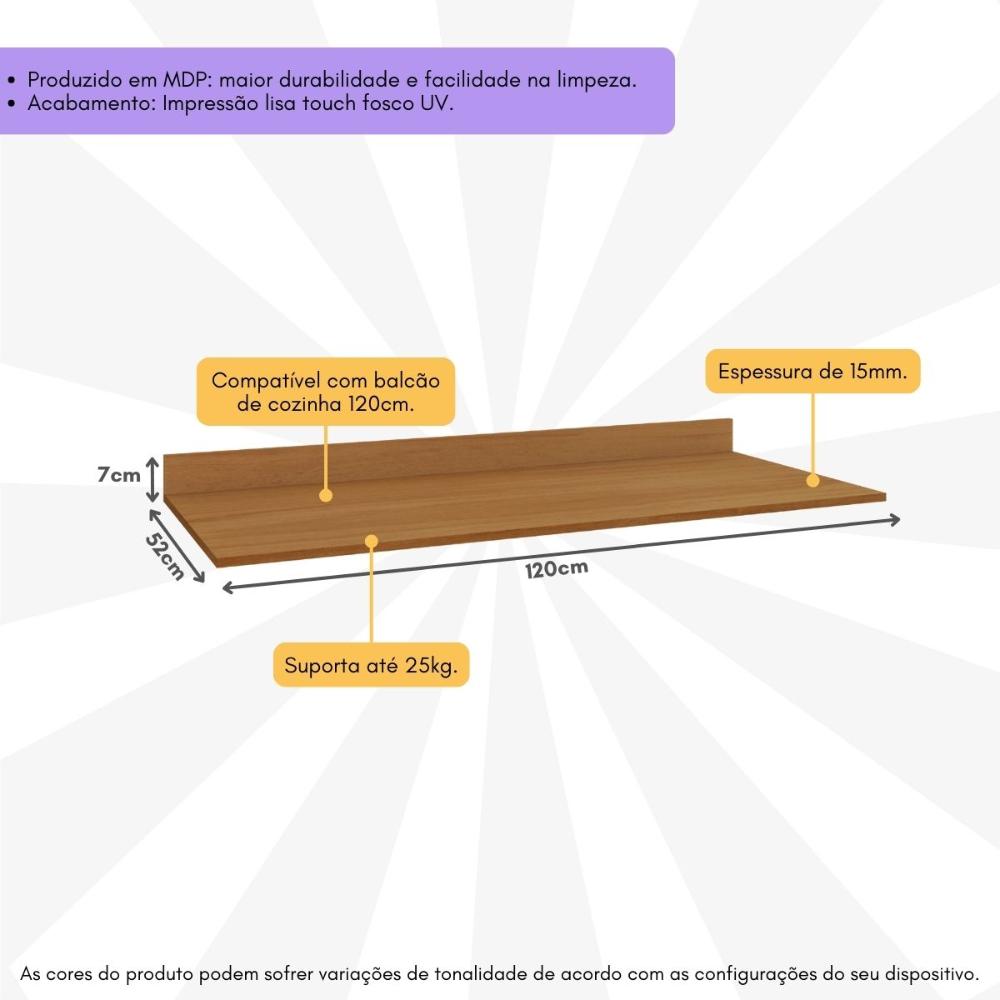 Tampo MDP 15mm para Balcão de Cozinha 120cm Multimóveis CR20290 Nature