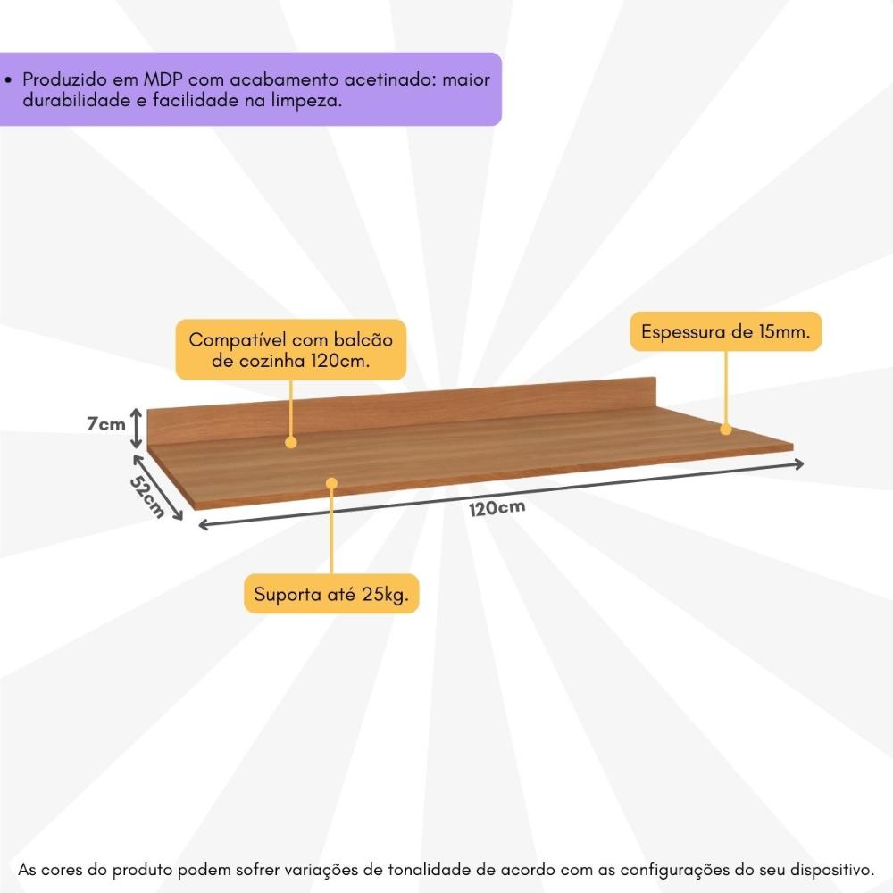 Tampo MDP 15mm para Balcão de Cozinha 120cm Multimóveis CR20290 Rovere