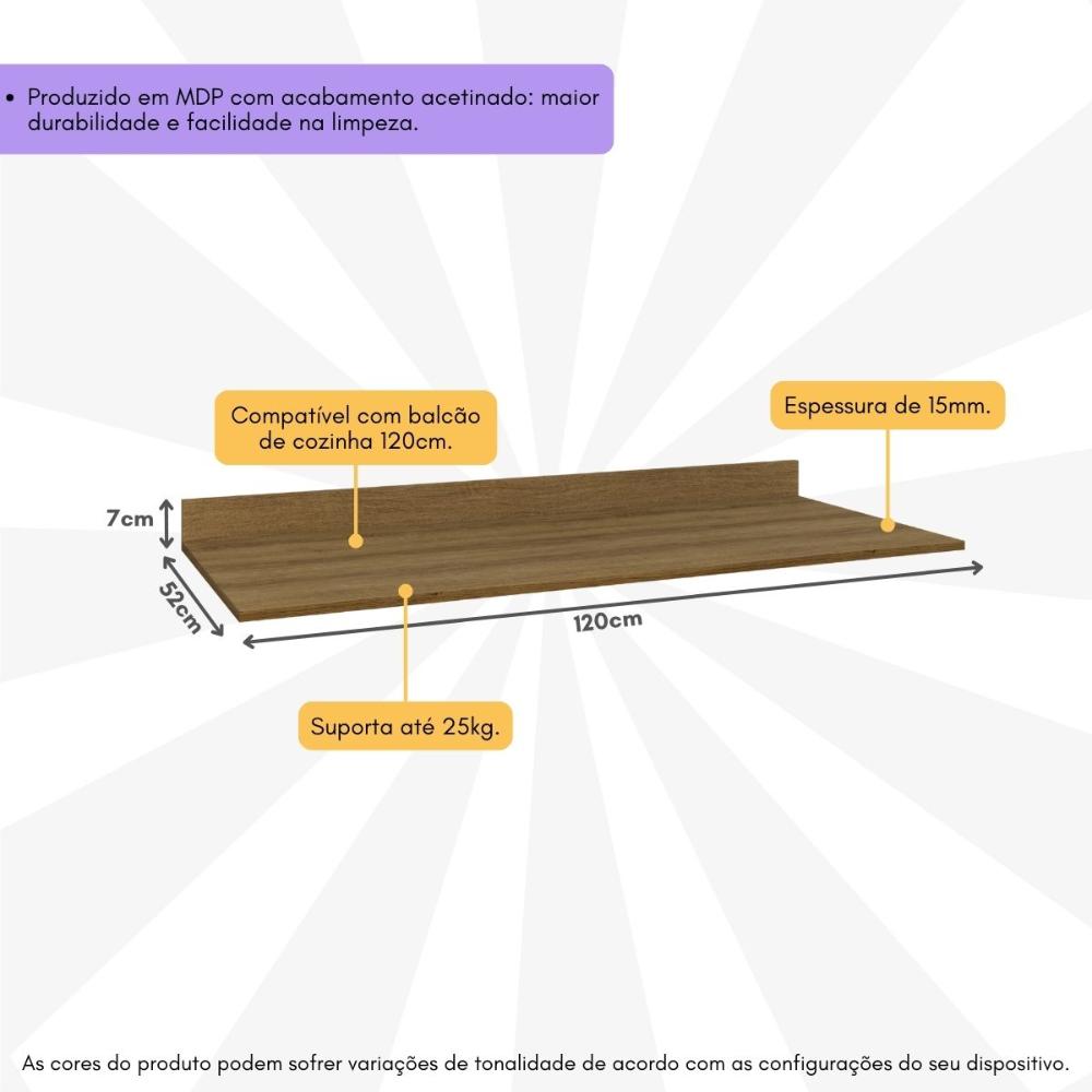 Tampo MDP 15mm para Balcão de Cozinha 120cm Multimóveis CR20290 Teka