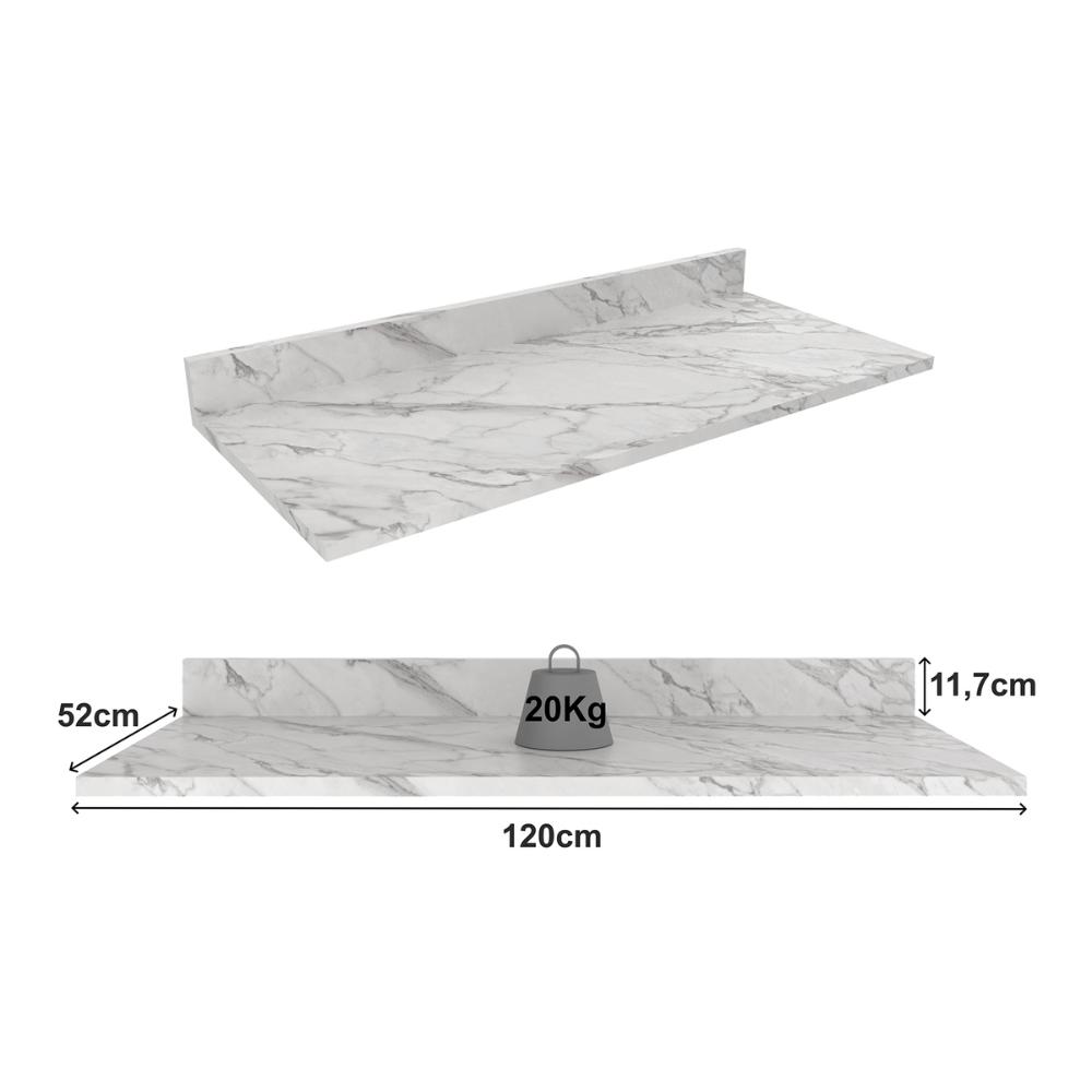 Tampo MDP 25mm para Balcão de Cozinha 120cm Multimóveis CR20415 Mármore Branco