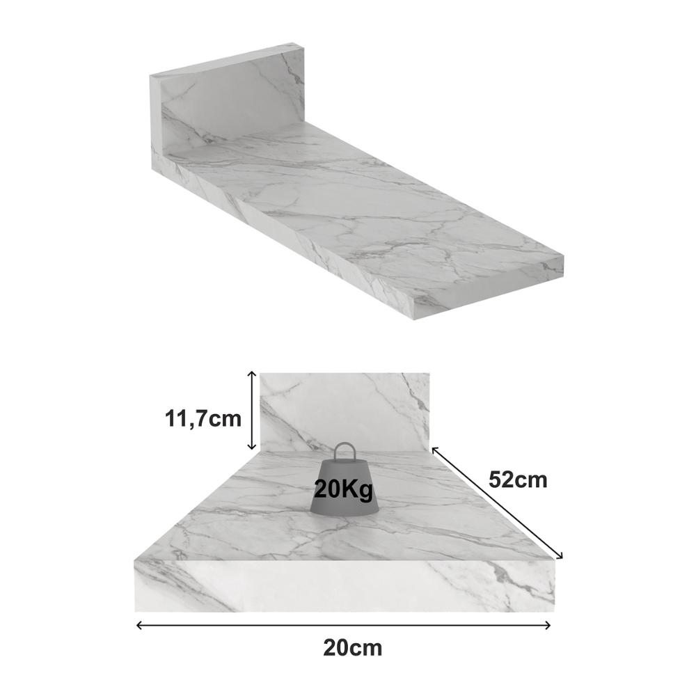 Tampo MDP 25mm para Balcão de Cozinha 20cm Multimóveis CR20420 Mármore Branco