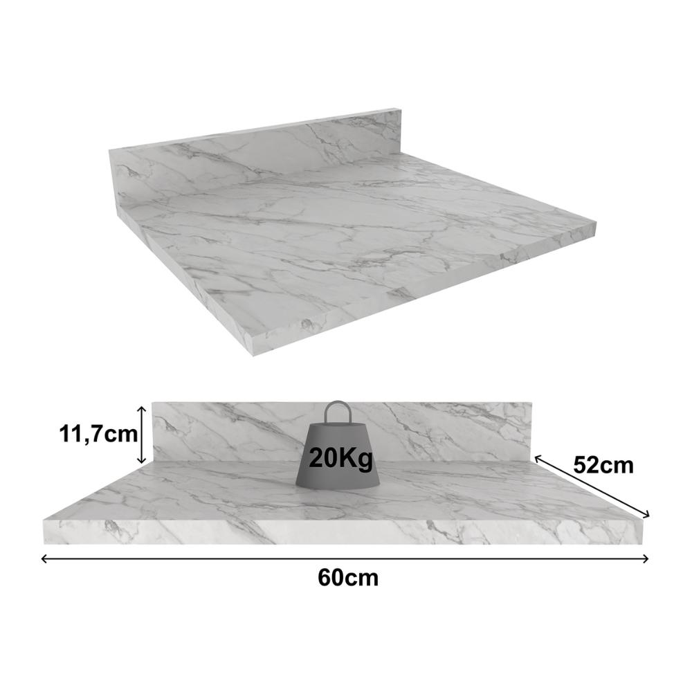 Tampo MDP 25mm para Balcão de Cozinha 60cm Multimóveis CR20427 Mármore Branco