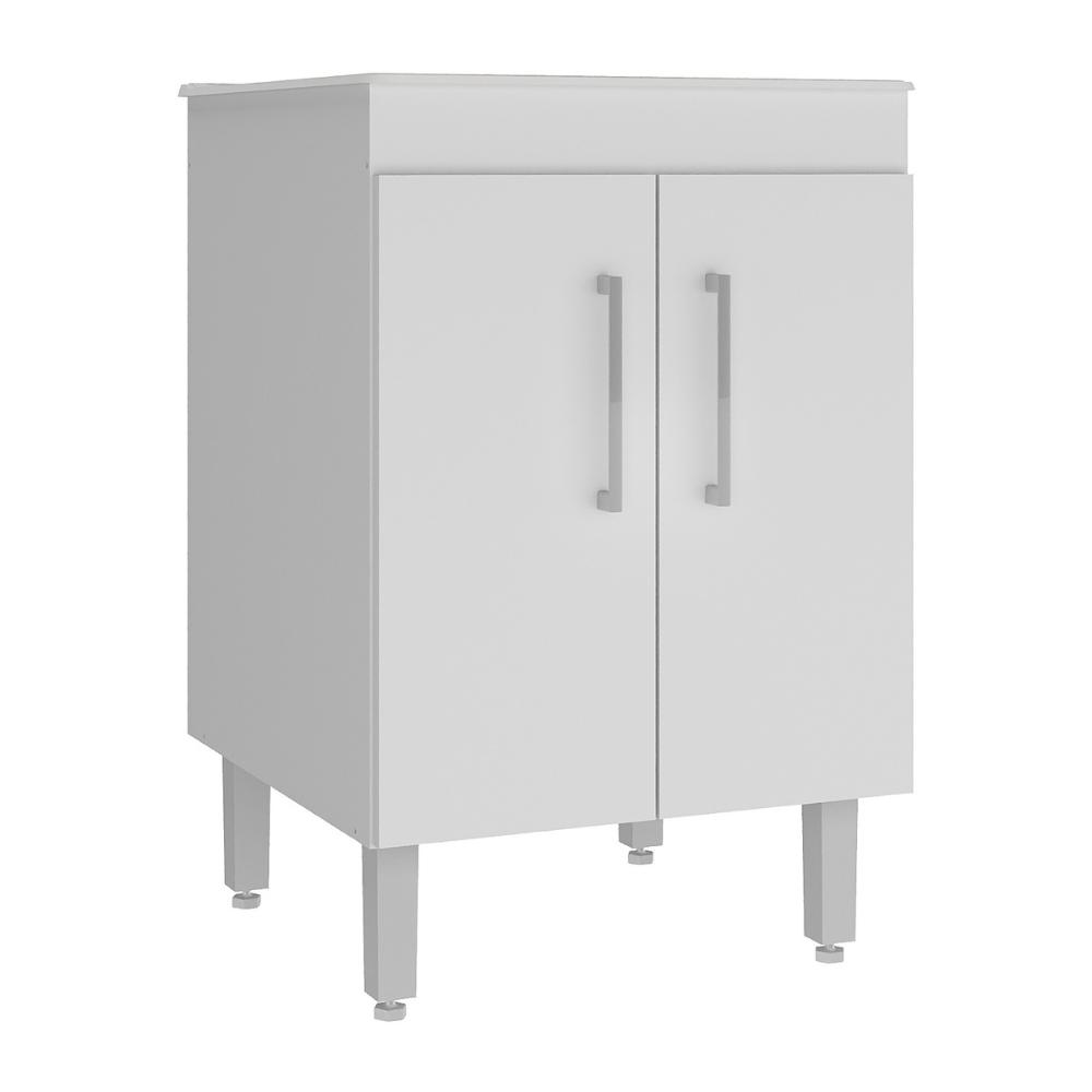 Tanque de Lavanderia 45 Litros com Gabinete 2 Portas Multimóveis CR30038 Branco