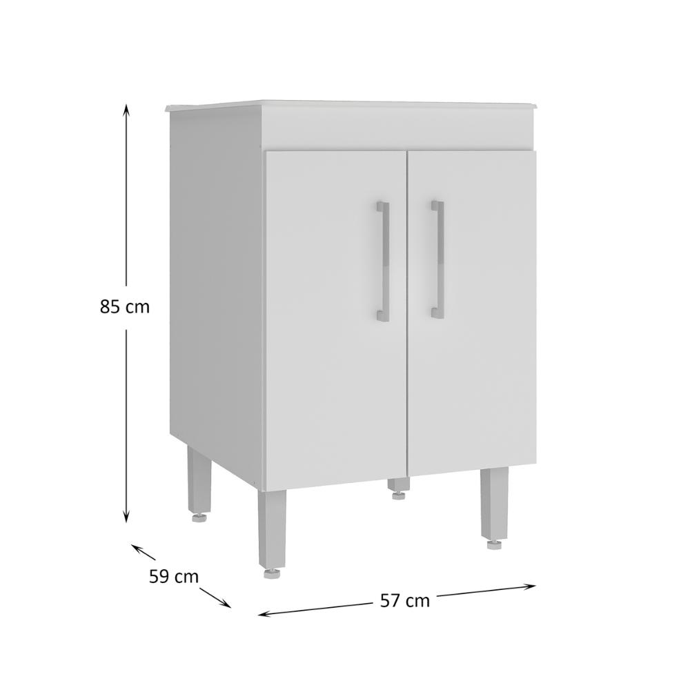 Tanque de Lavanderia 45 Litros com Gabinete 2 Portas Multimóveis CR30038 Branco