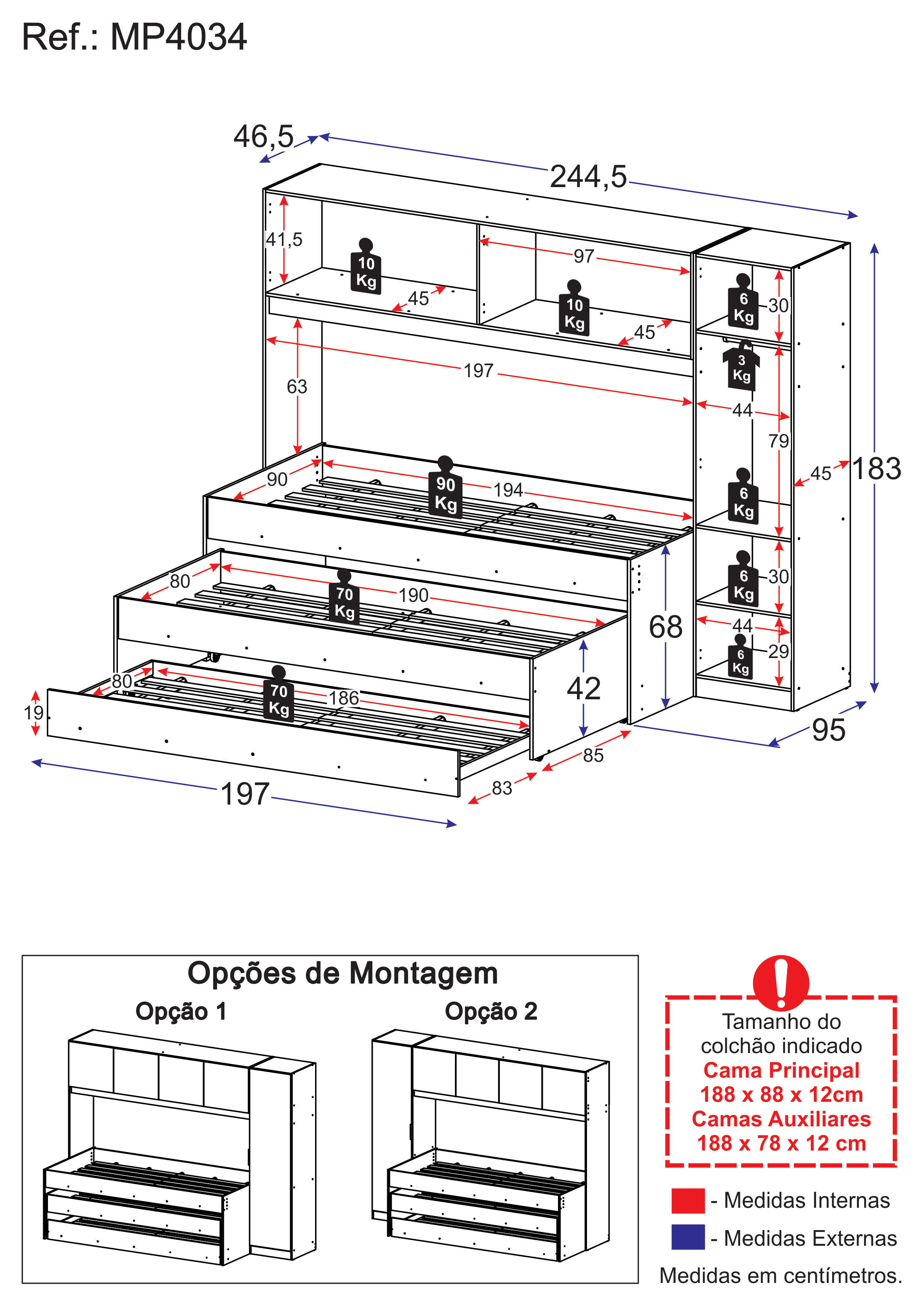 Tricama de Solteiro com Guarda Roupa Dublin Multimóveis MP4034 Branca