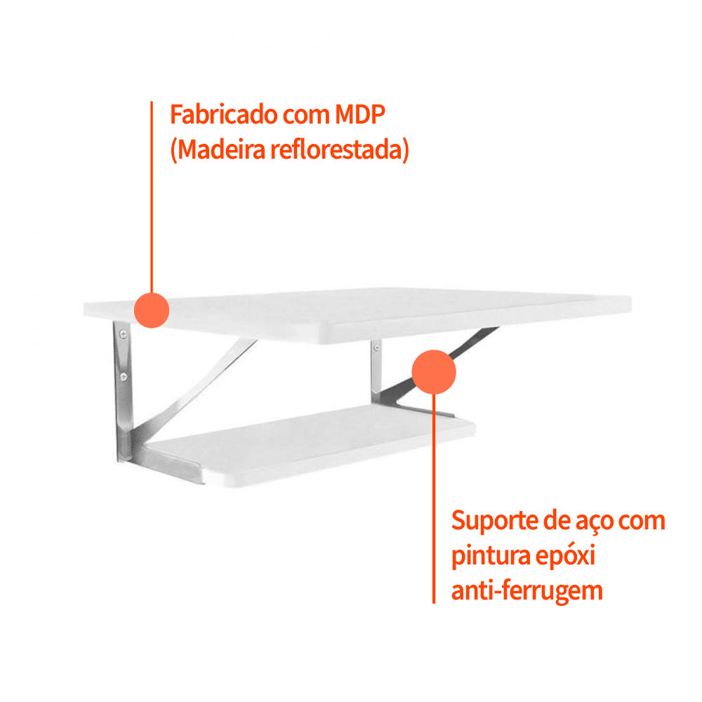 Conjunto com 2 Prateleiras Multi Branco 50x40 cm