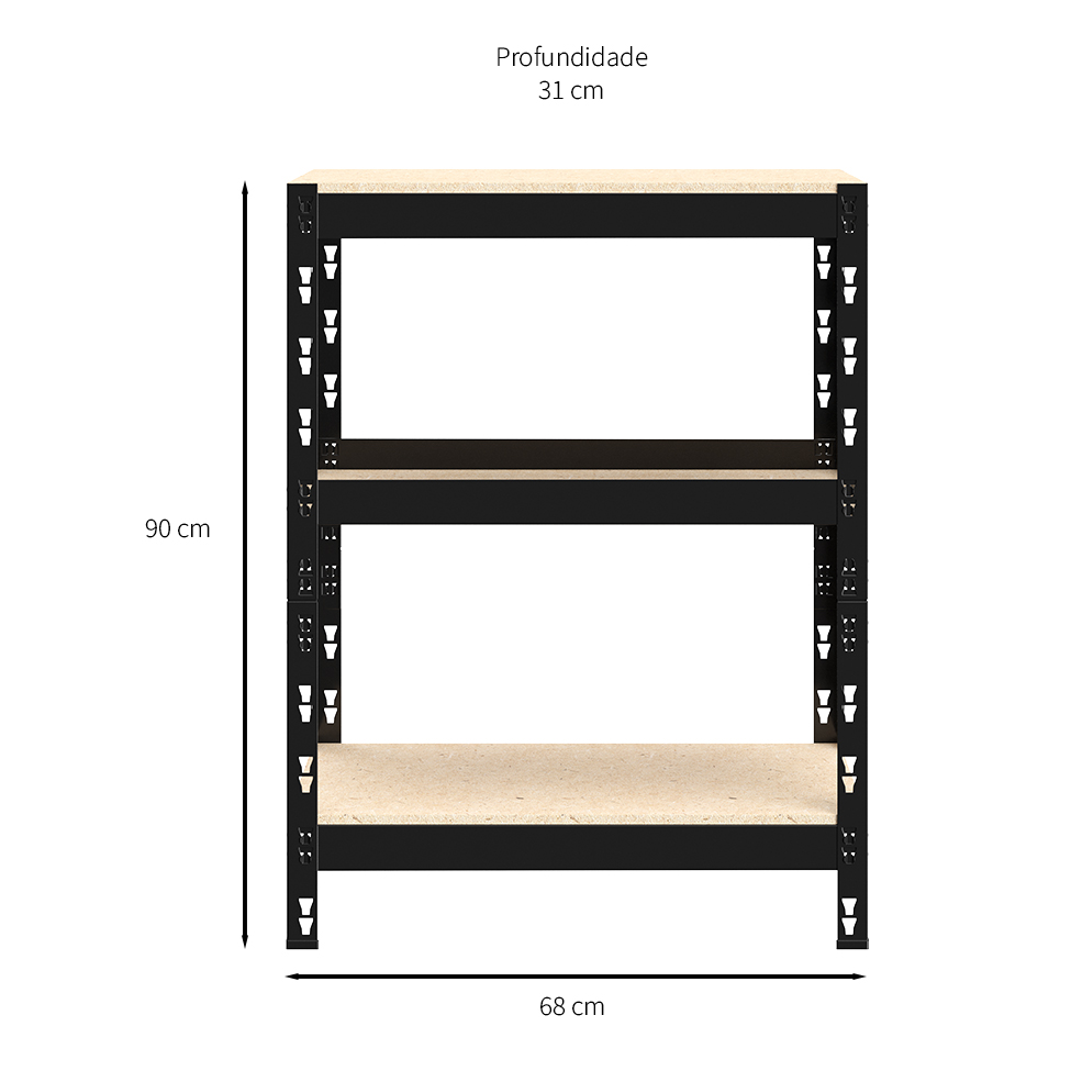 Estante Stronger C 3 Prateleiras Preta