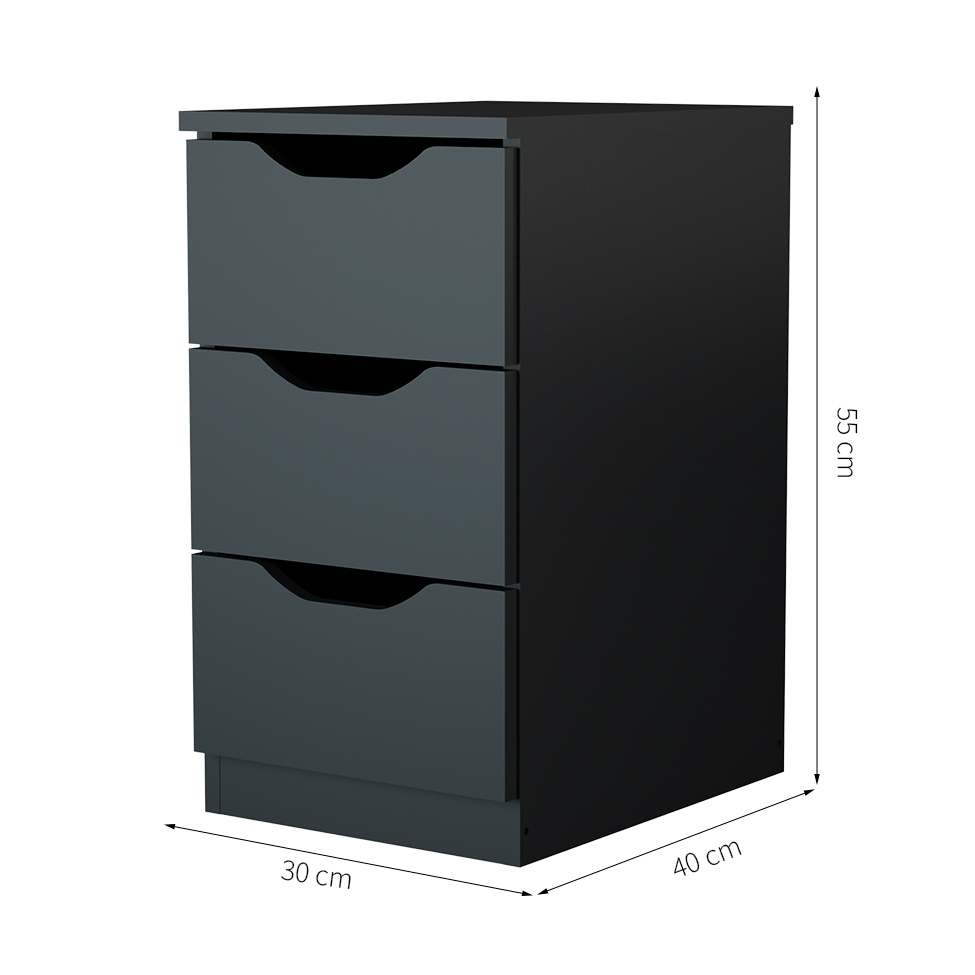 Gaveteiro Agra 3 GV Preto