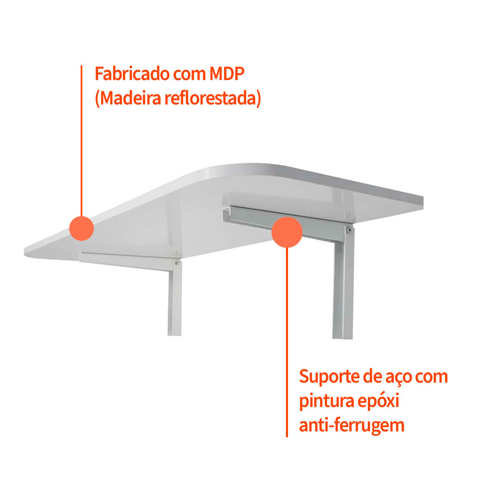 Mesa com Suporte Dobrável 100x50 Branco