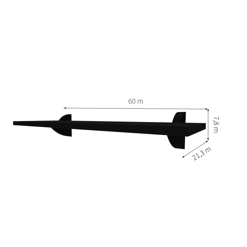 Prateleira Clip Preta 60x21 cm