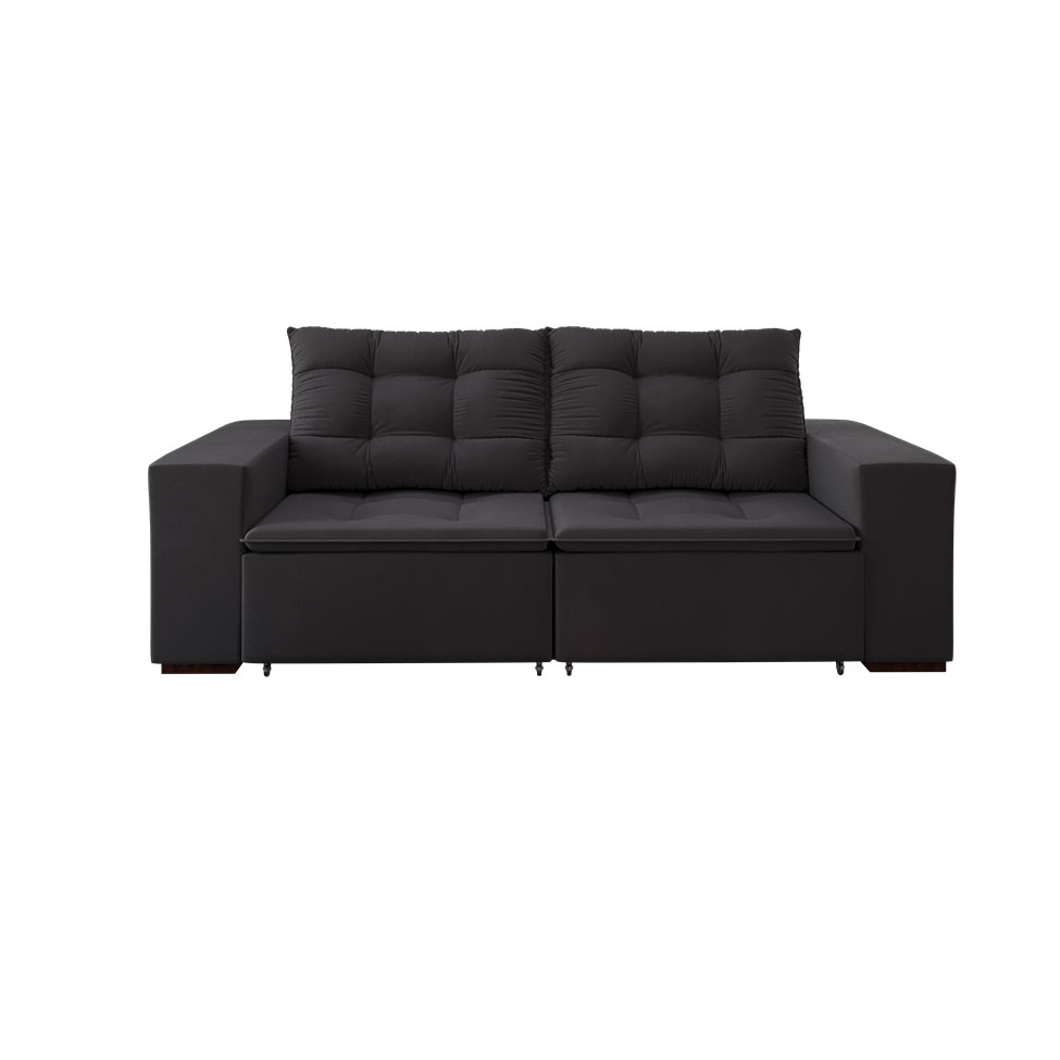 [OUTLET] Sofá 3 Lugares Retrátil e Reclinável Luther Veludo Grafite 220 cm