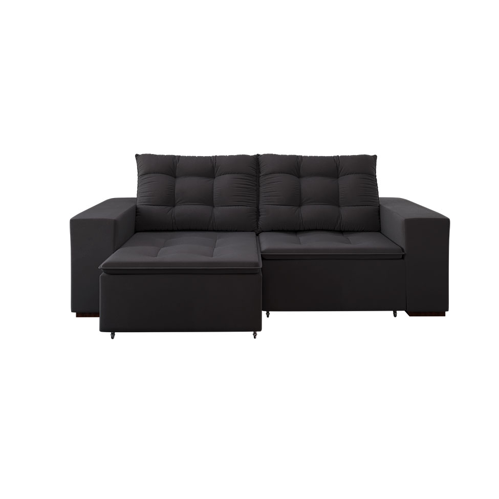 [OUTLET] Sofá 3 Lugares Retrátil e Reclinável Luther Veludo Grafite 220 cm