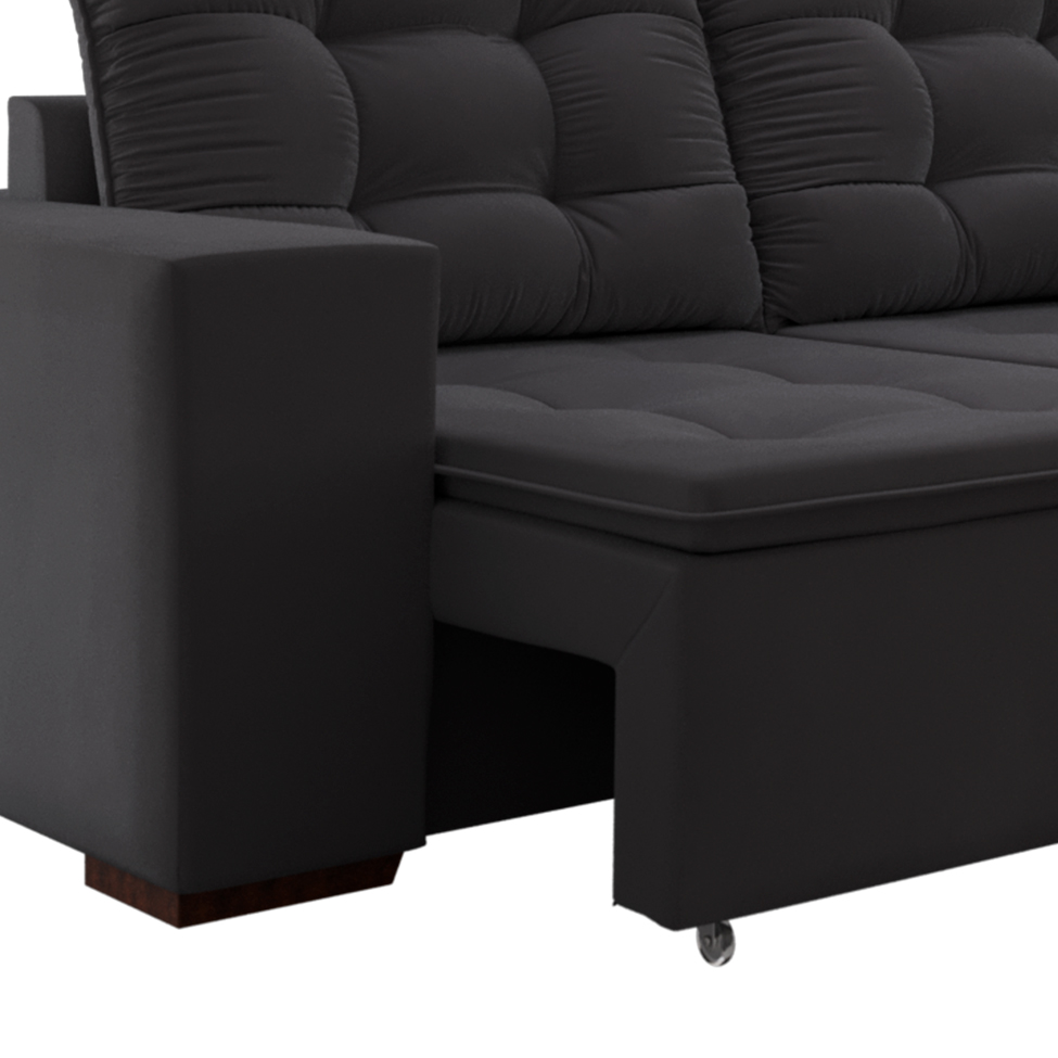 [OUTLET] Sofá 3 Lugares Retrátil e Reclinável Luther Veludo Grafite 220 cm