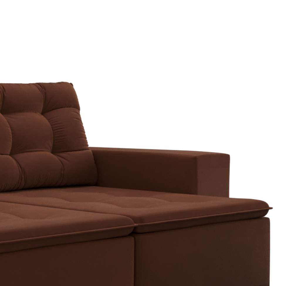 [OUTLET] Sofá 3 Lugares Retrátil e Reclinável Luther Veludo Marrom 220 cm