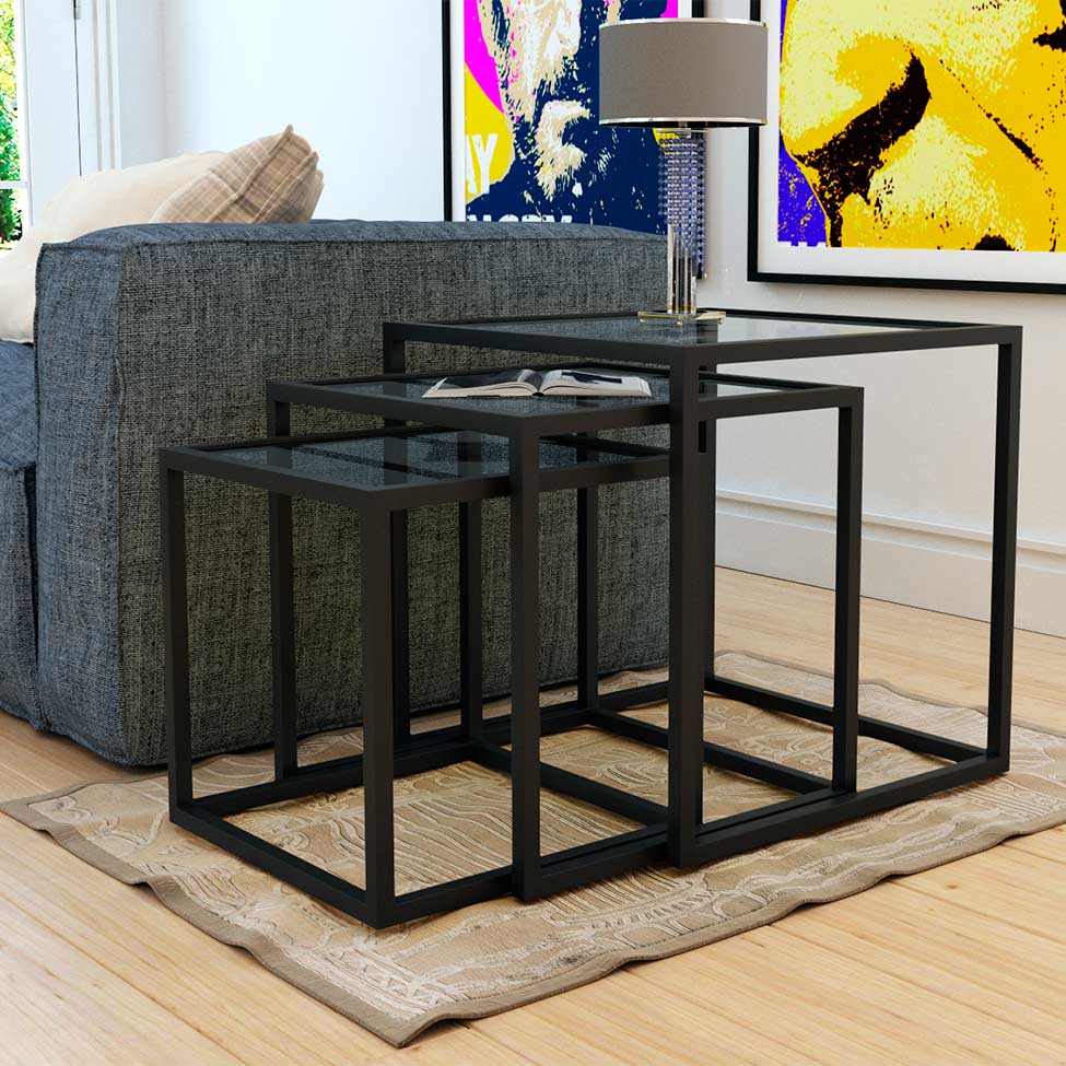 Conjunto de Mesa Lateral Trio Isabela Preta