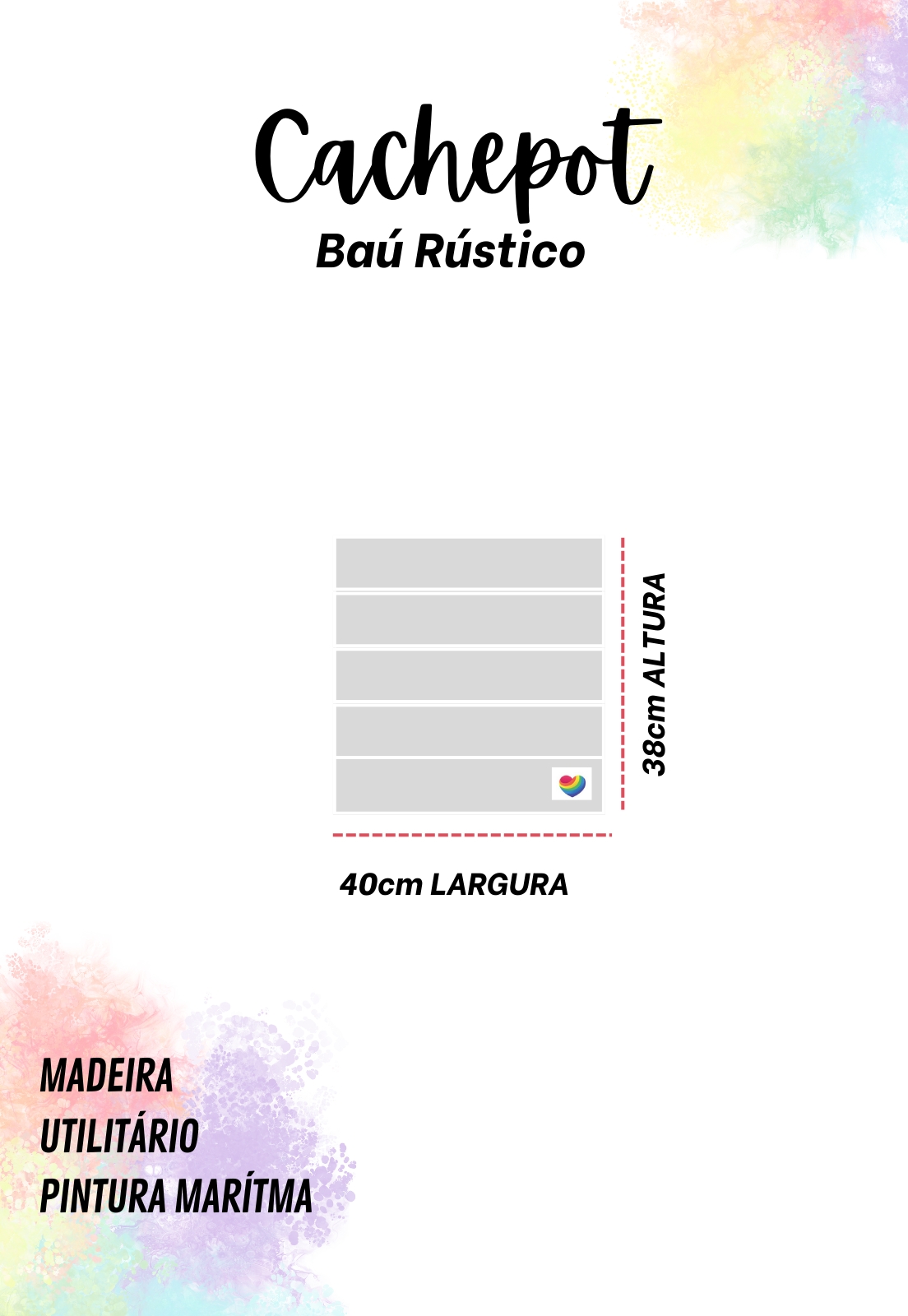 Baú Madeira Rústico Não é Segredo Marrom 40x38