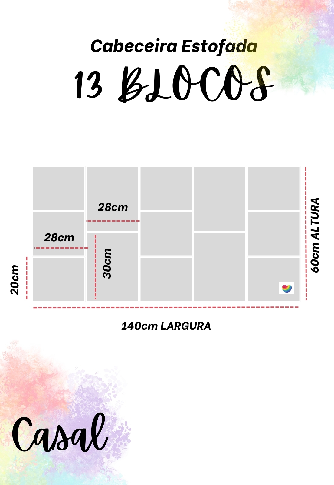 Cabeceira Estofada Casal 13 Blocos Não é Segredo Linho Cru Mesclado 140x60