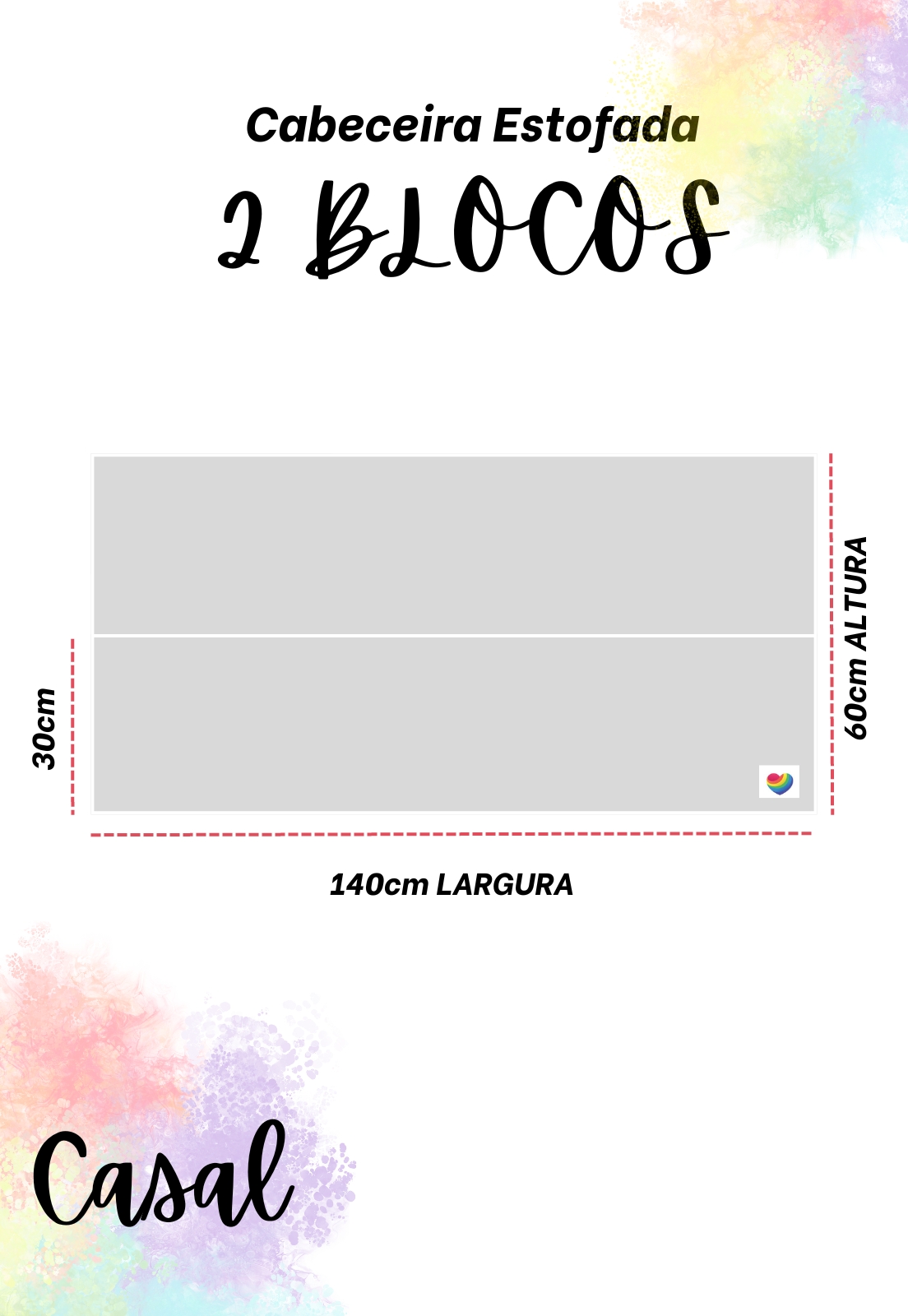 Cabeceira Estofada Casal 2 Blocos Não é Segredo Linho Chumbo 140x60