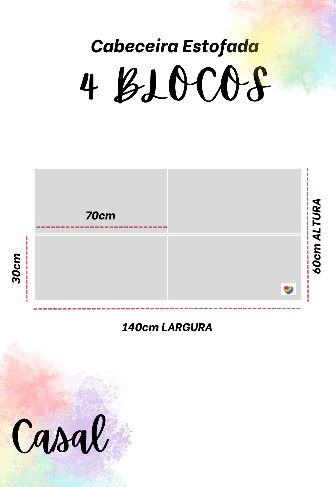 Cabeceira Estofada Casal 4 Blocos Não é Segredo Facto Cinza Claro 140x60