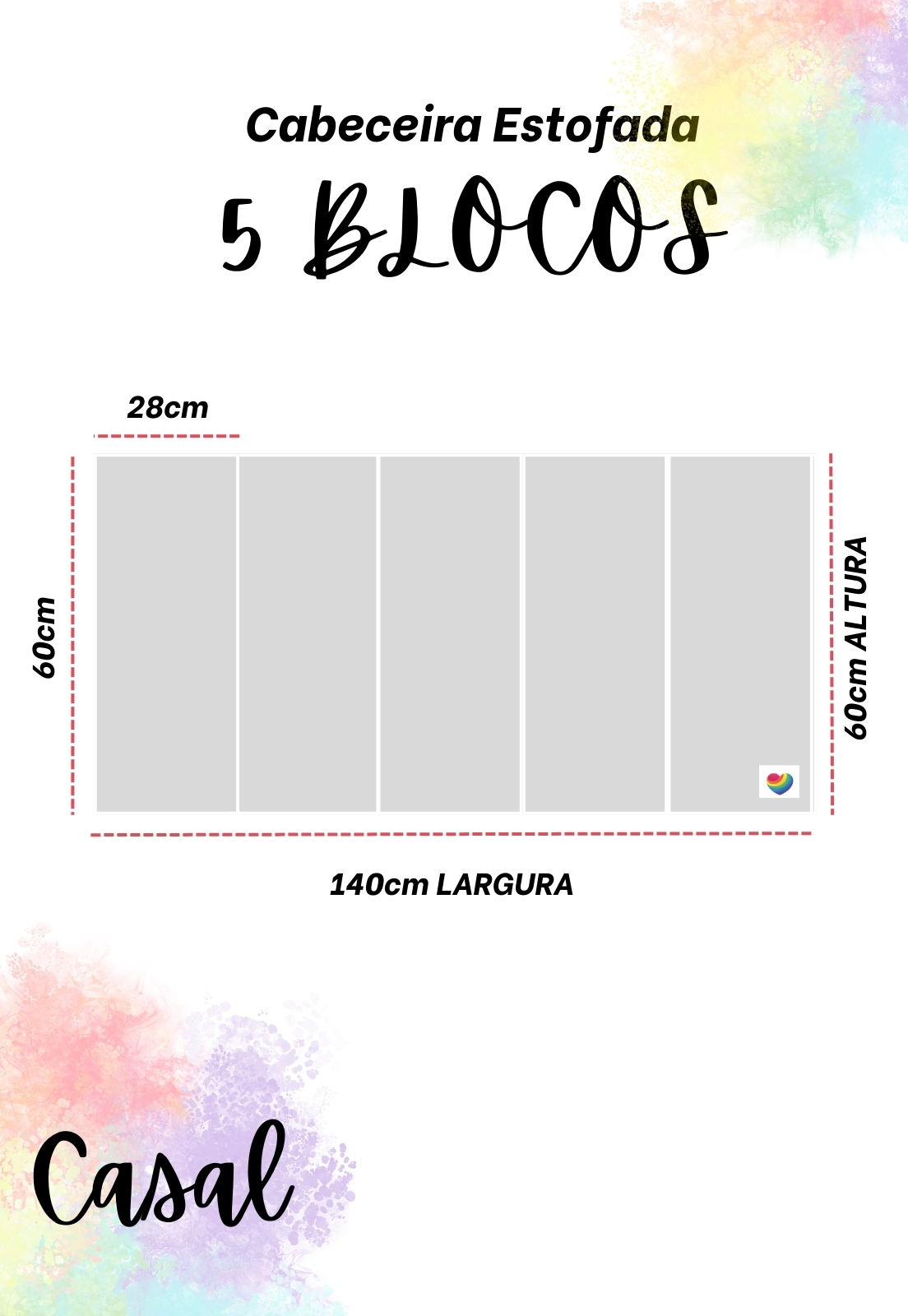 Cabeceira Estofada Casal 5 Blocos Não é Segredo Courvin Caramelo 140x60