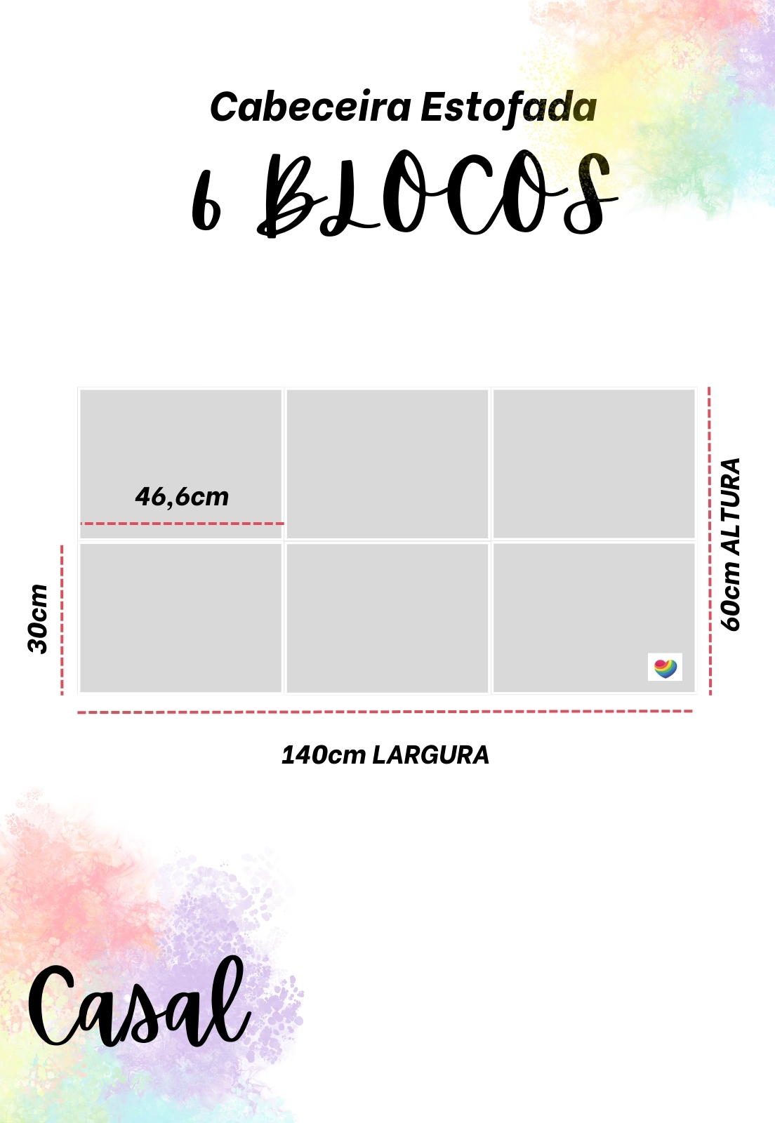 Cabeceira Estofada Casal 6 Blocos Não é Segredo Courvin Vermelho 140x60