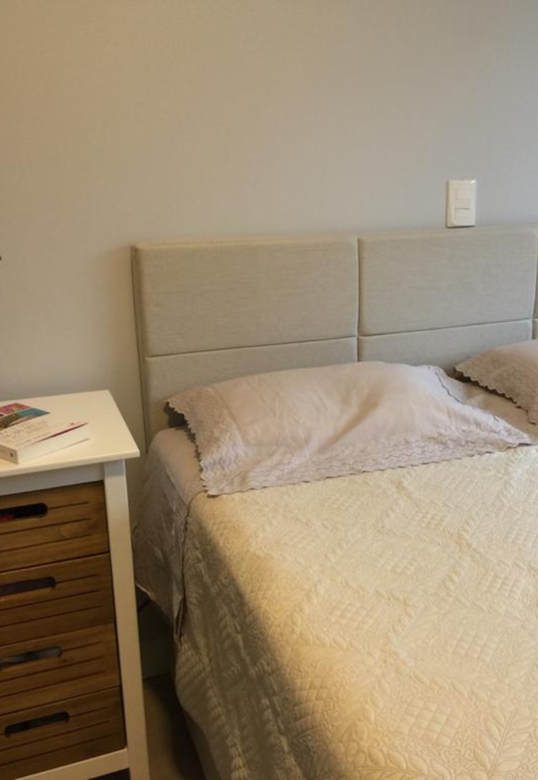Cabeceira Estofada Casal 6 Blocos Não é Segredo Linho Cru 140x60