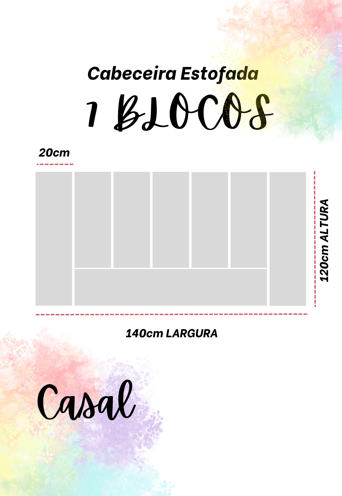 Cabeceira Estofada Casal 7 Blocos Não é Segredo Linho Cru 140x120