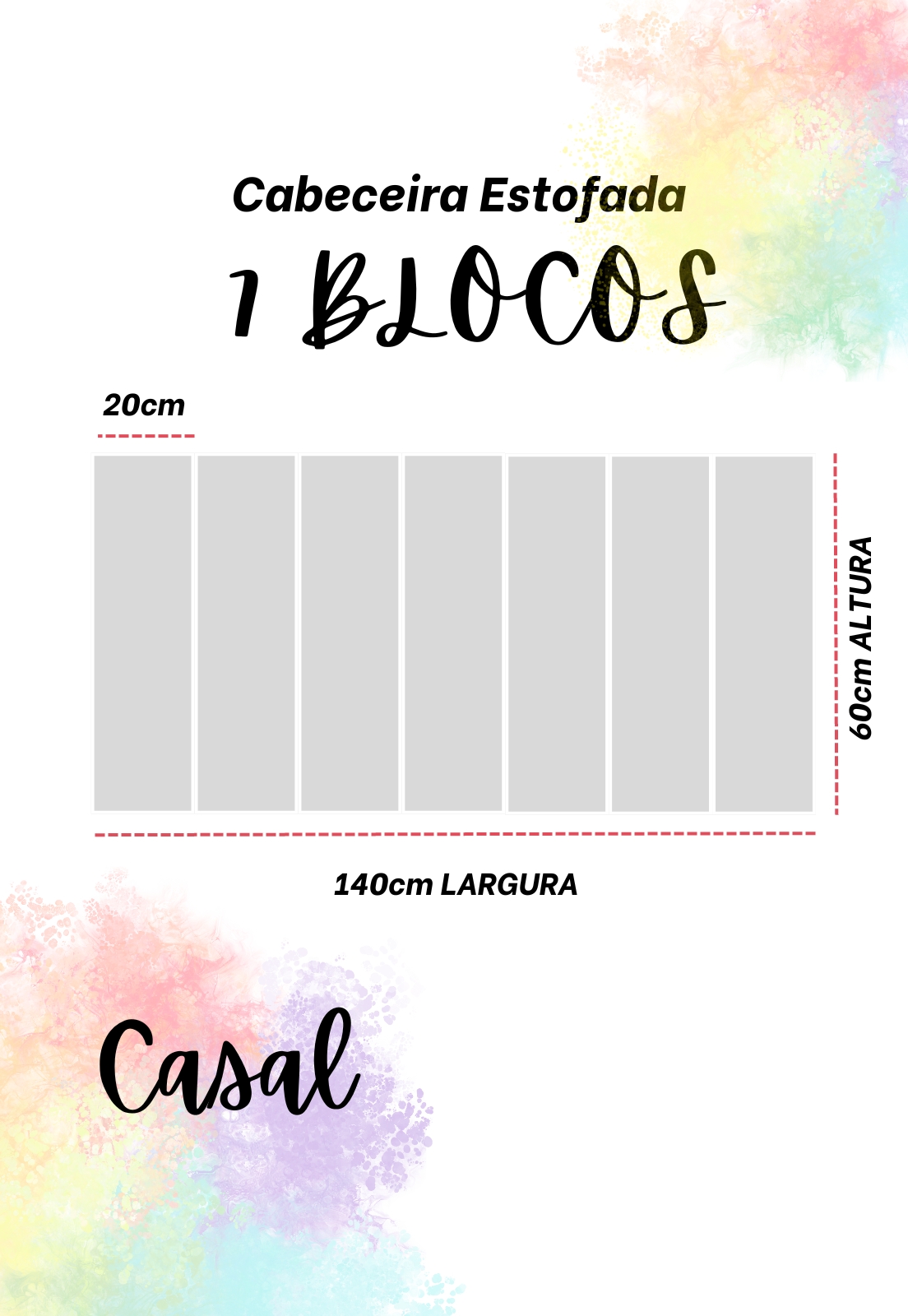 Cabeceira Estofada Casal 7 Blocos Não é Segredo Linho Palha 140x60