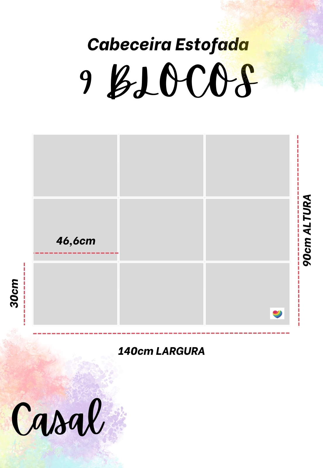 Cabeceira Estofada Casal 9 Blocos Não é Segredo Linho Cru 140x90