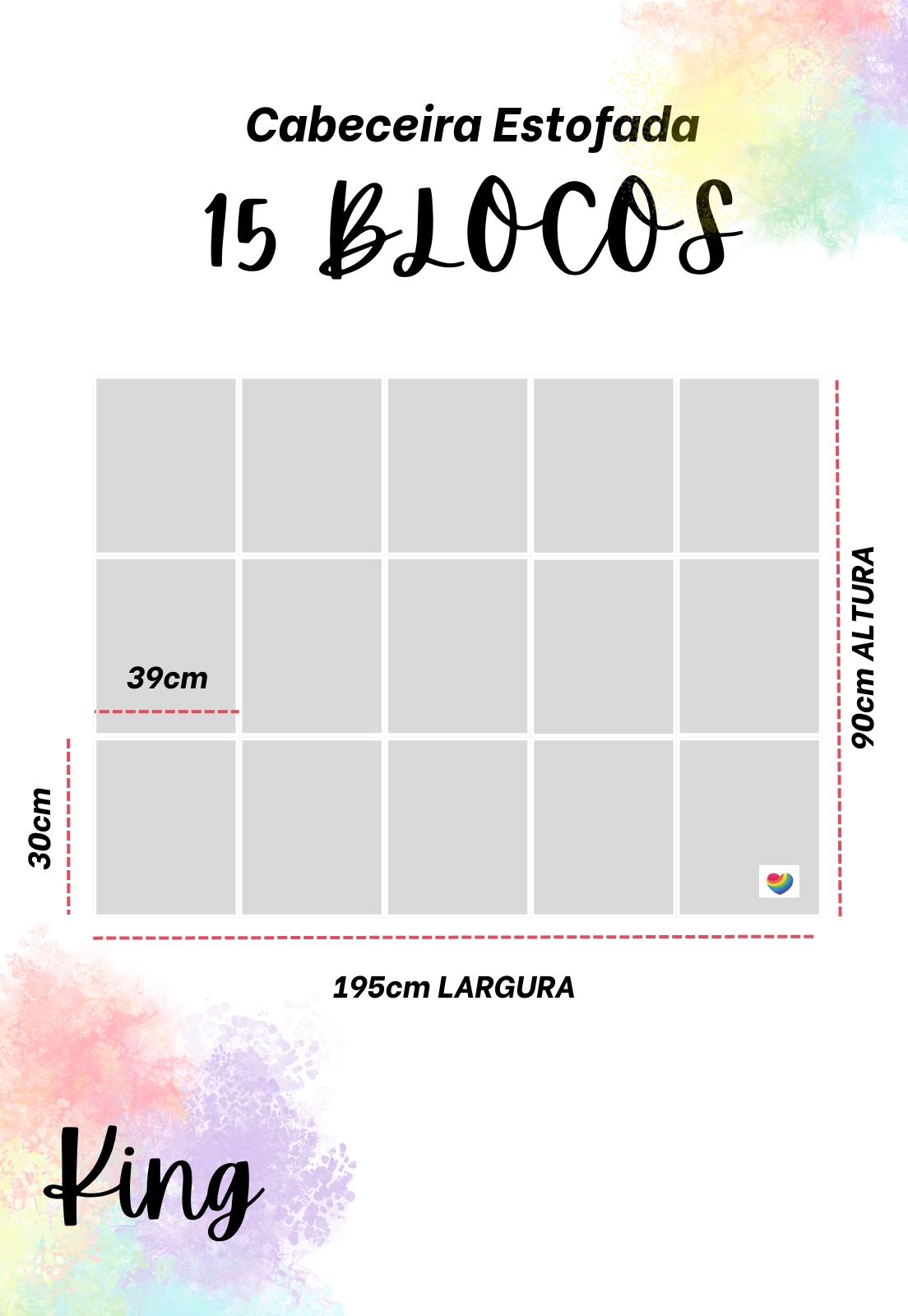 Cabeceira Estofada King 15 Blocos Não é Segredo Linho Cru 195x90