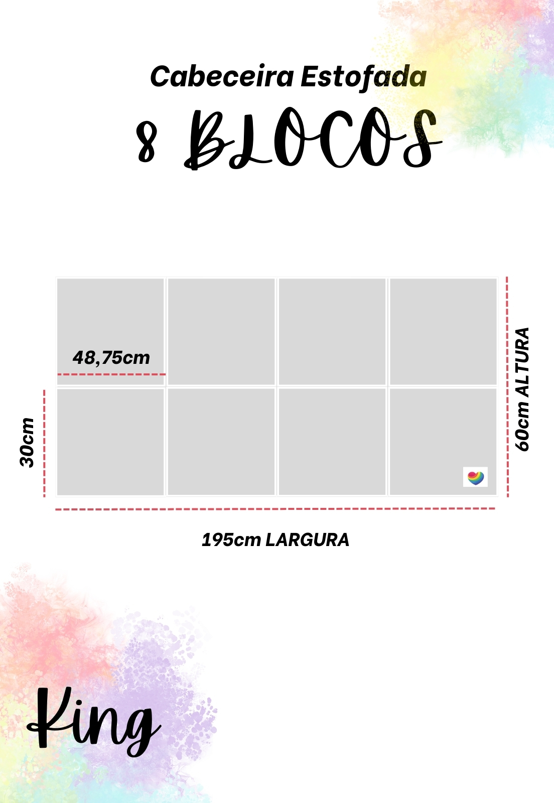 Cabeceira Estofada King 8 Blocos Não é Segredo Linho Bege 195x60