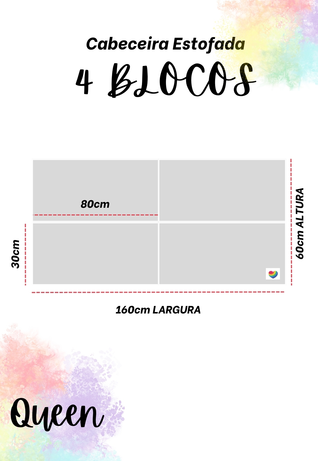 Cabeceira Estofada Queen 4 Blocos Não é Segredo Facto Marrom Claro 160x60