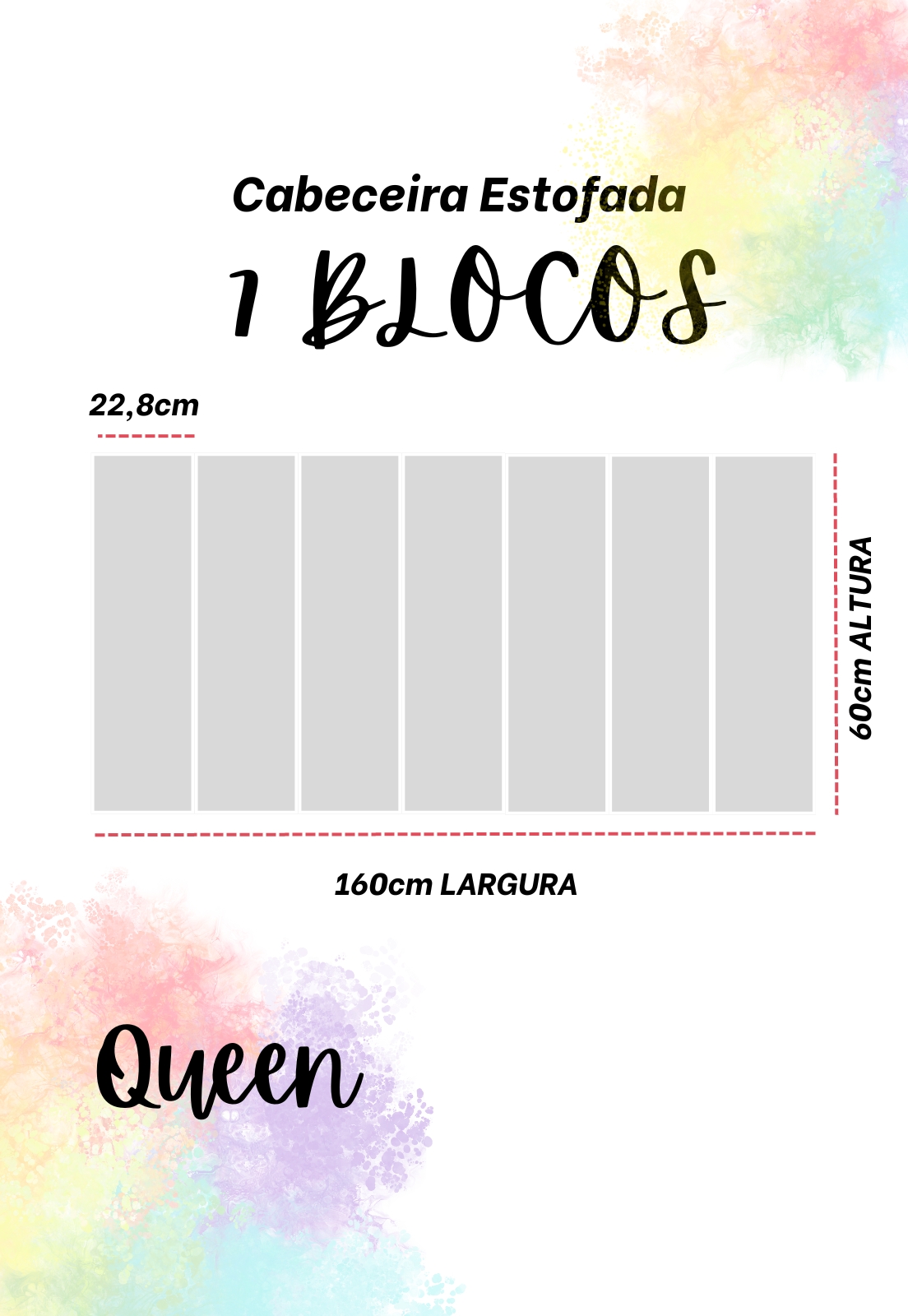 Cabeceira Estofada Queen 7 Blocos Não é Segredo Linho Palha 160x60