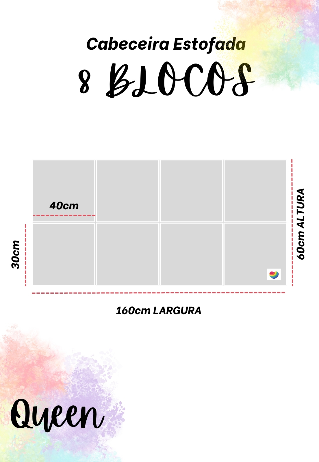Cabeceira Estofada Queen 8 Blocos Não é Segredo Courvin Marrom Escuro 160x60