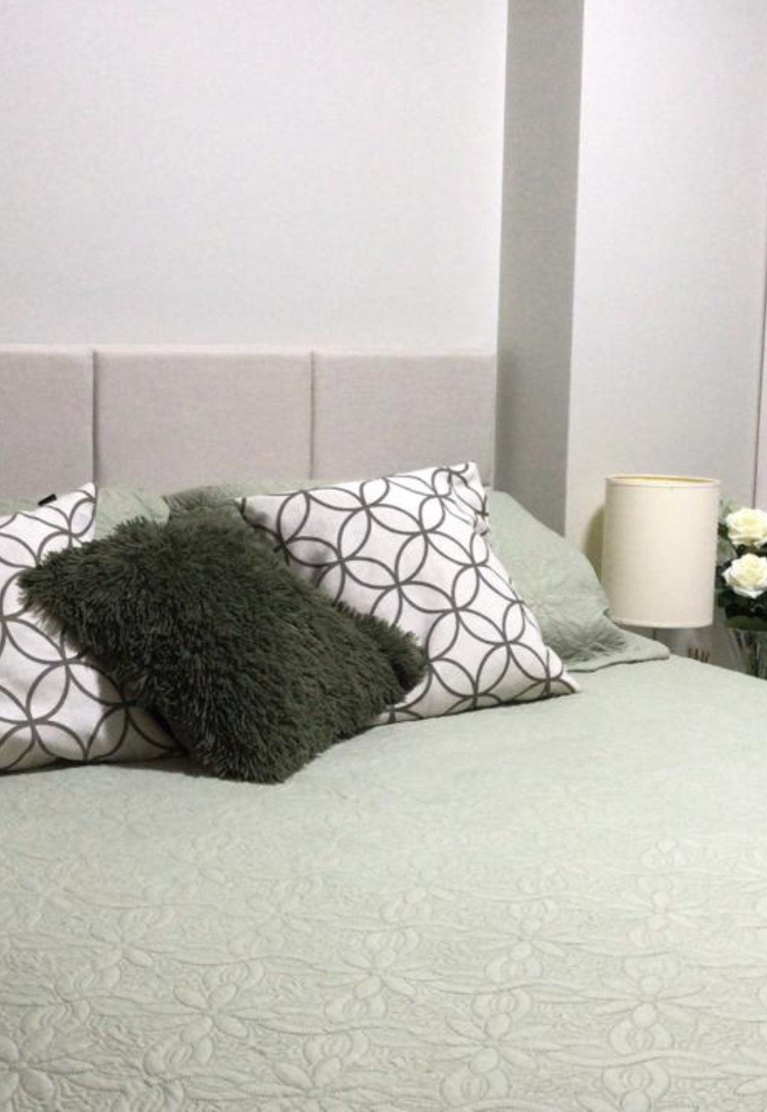Cabeceira Estofada Queen 8 Blocos Não é Segredo Linho Cru 160x60