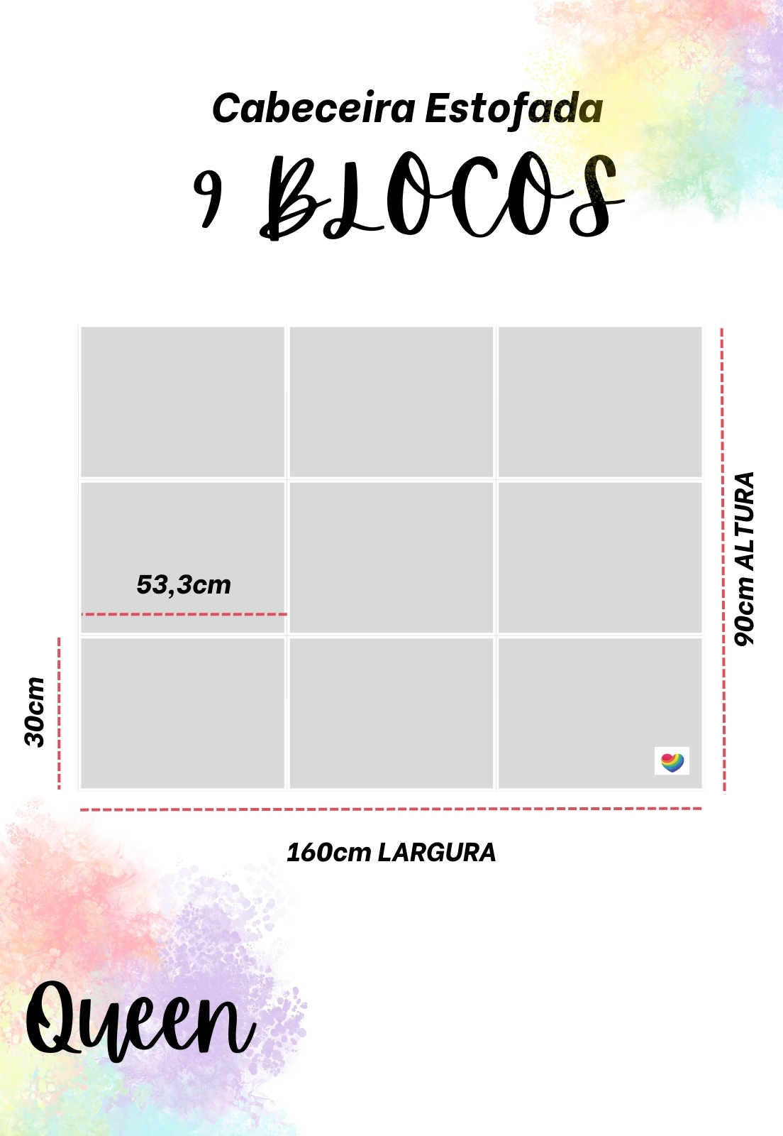 Cabeceira Estofada Queen 9 Blocos Não é Segredo Linho Marrom Claro 160x90