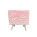 Puff Pé Palito Quadrado Não é Segredo Astracan Pelúcia Rosa Pés Branco 40x45