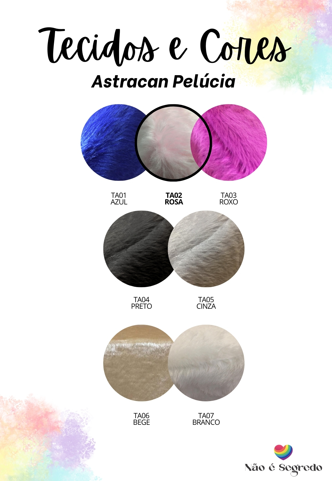 Puff Pé Palito Quadrado Não é Segredo Astracan Pelúcia Rosa Pés Branco 40x45