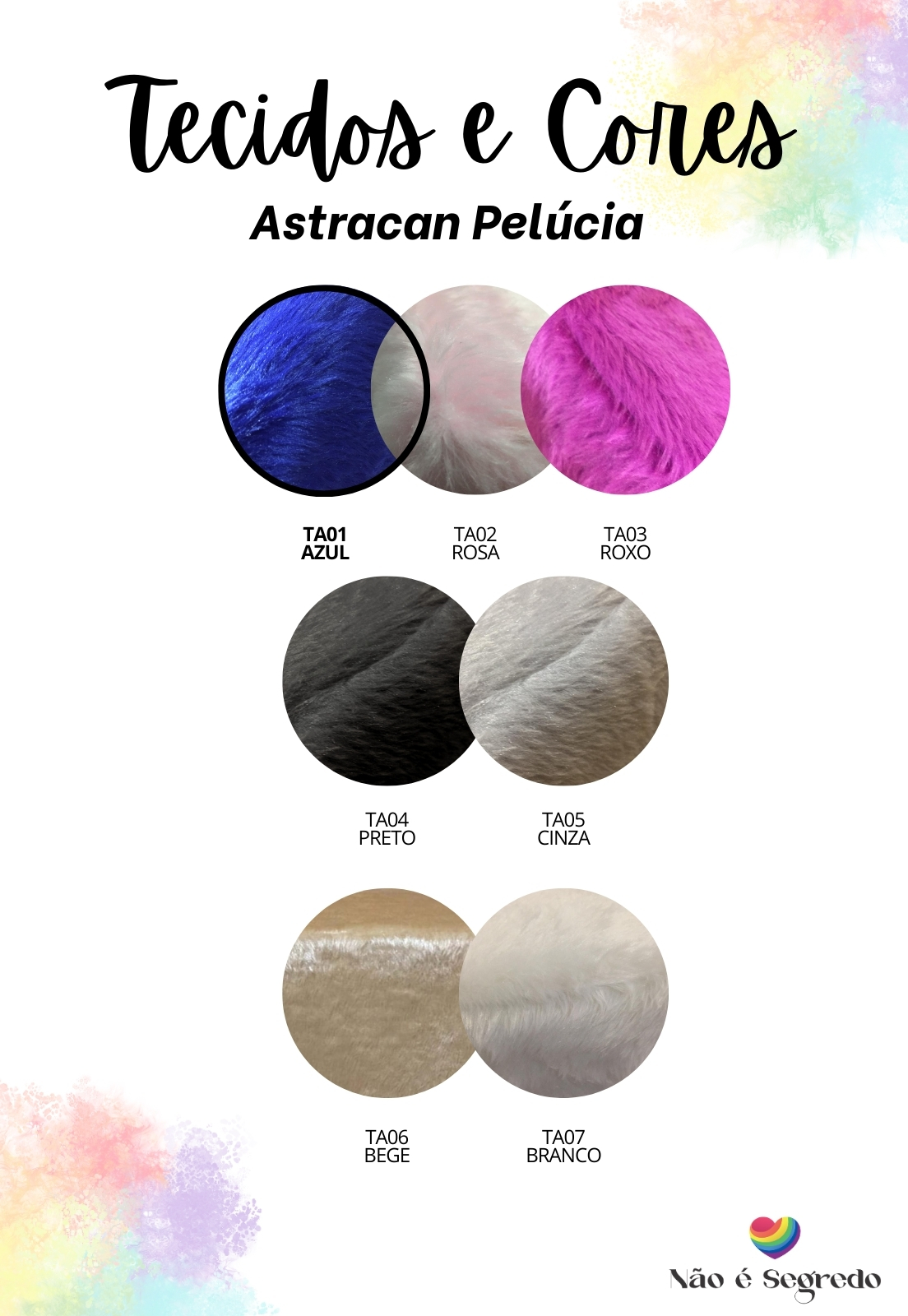Puff Pé Palito Redondo Não é Segredo Astracan Pelúcia Azul 40x45