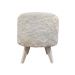 Puff Pé Palito Redondo Não é Segredo Astracan Pelúcia Branco Pés Branco 40x45