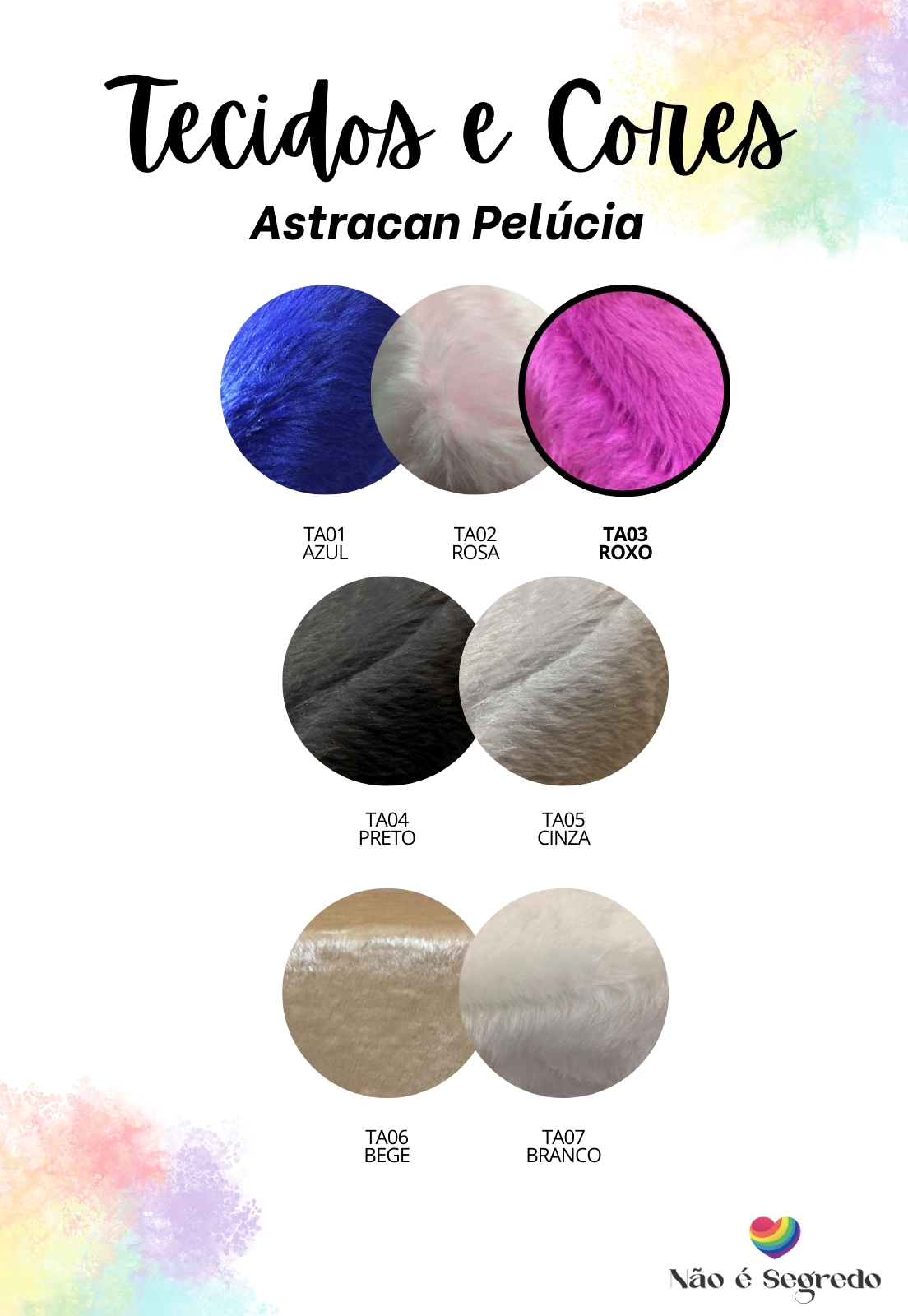 Puff Pé Palito Redondo Não é Segredo Astracan Pelúcia Roxo 40x45