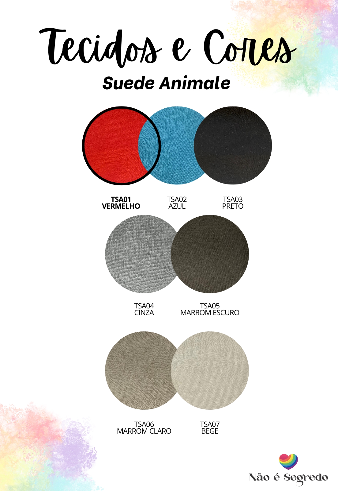Puff Pé Palito Redondo Não é Segredo Suede Animale Vermelho 40x45