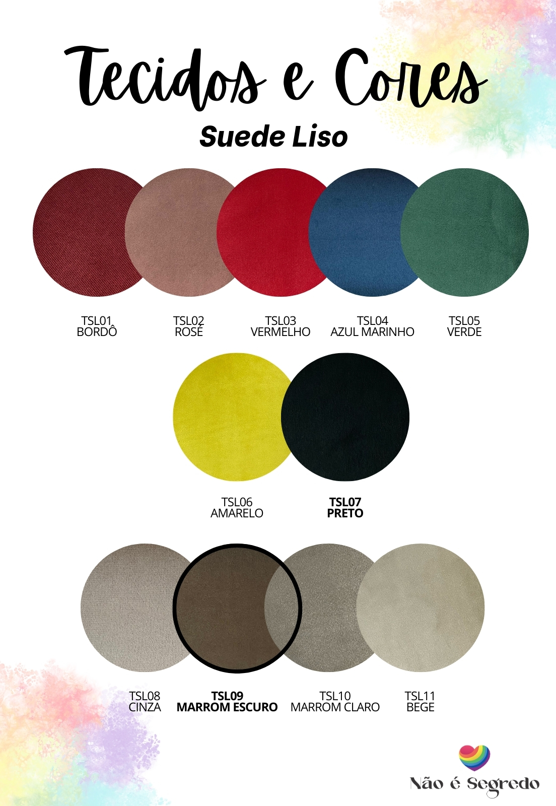 Puff Quadrado Não é Segredo Suede Liso Marrom Escuro Rodinha 40x45 NSPQ09TSL-R