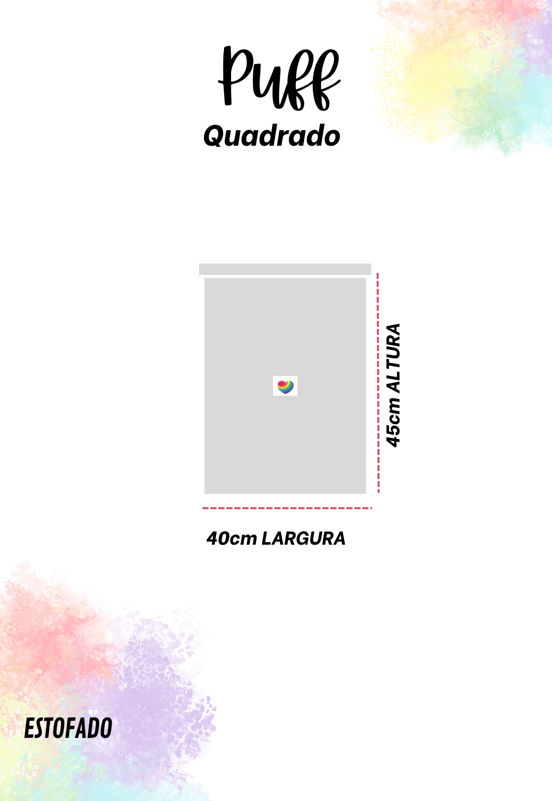 Puff Quadrado Não é Segredo Suede Liso Marrom Escuro Rodinha 40x45 NSPQ09TSL-R