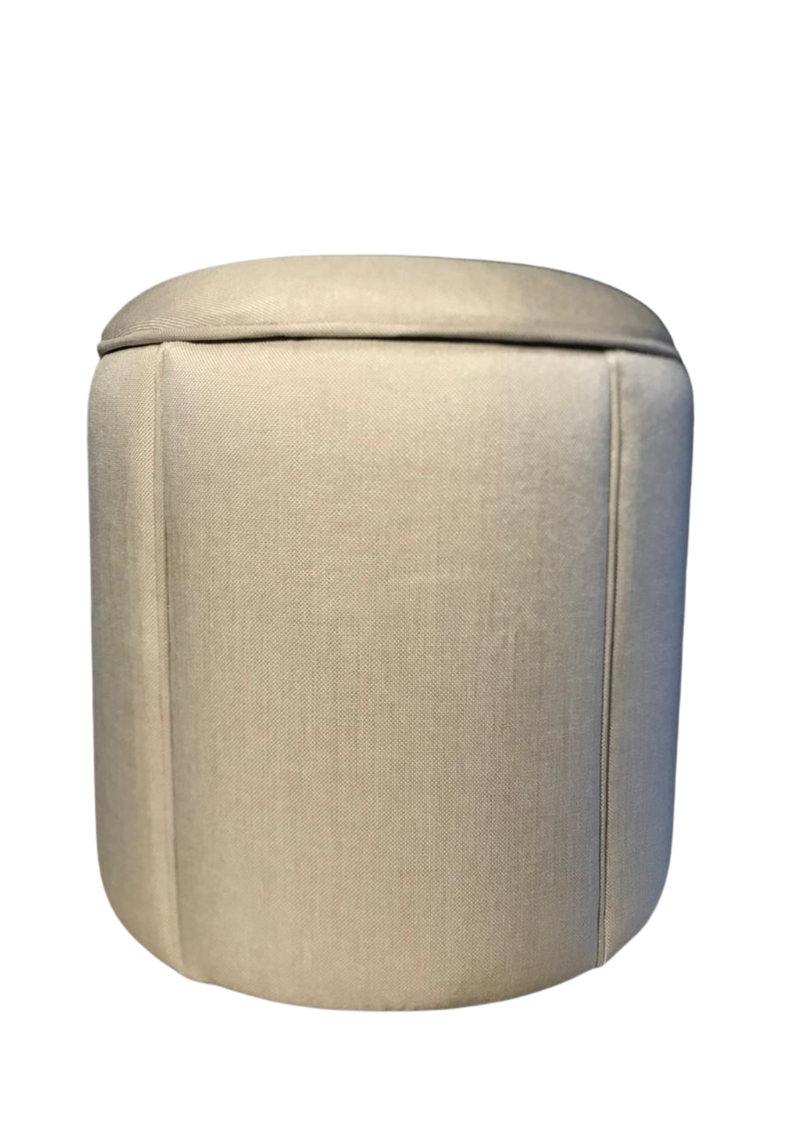 Puff Redondo Baú Não é Segredo Debrum Linho Bege 54x60 NS0607