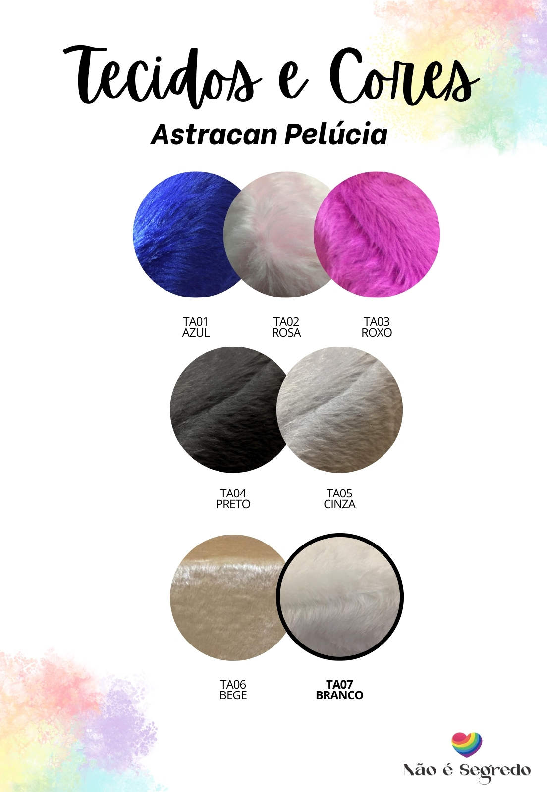 Puff Redondo Não é Segredo Astracan Pelúcia Branco Pé Fixo 40x45 NSPR07TA-F