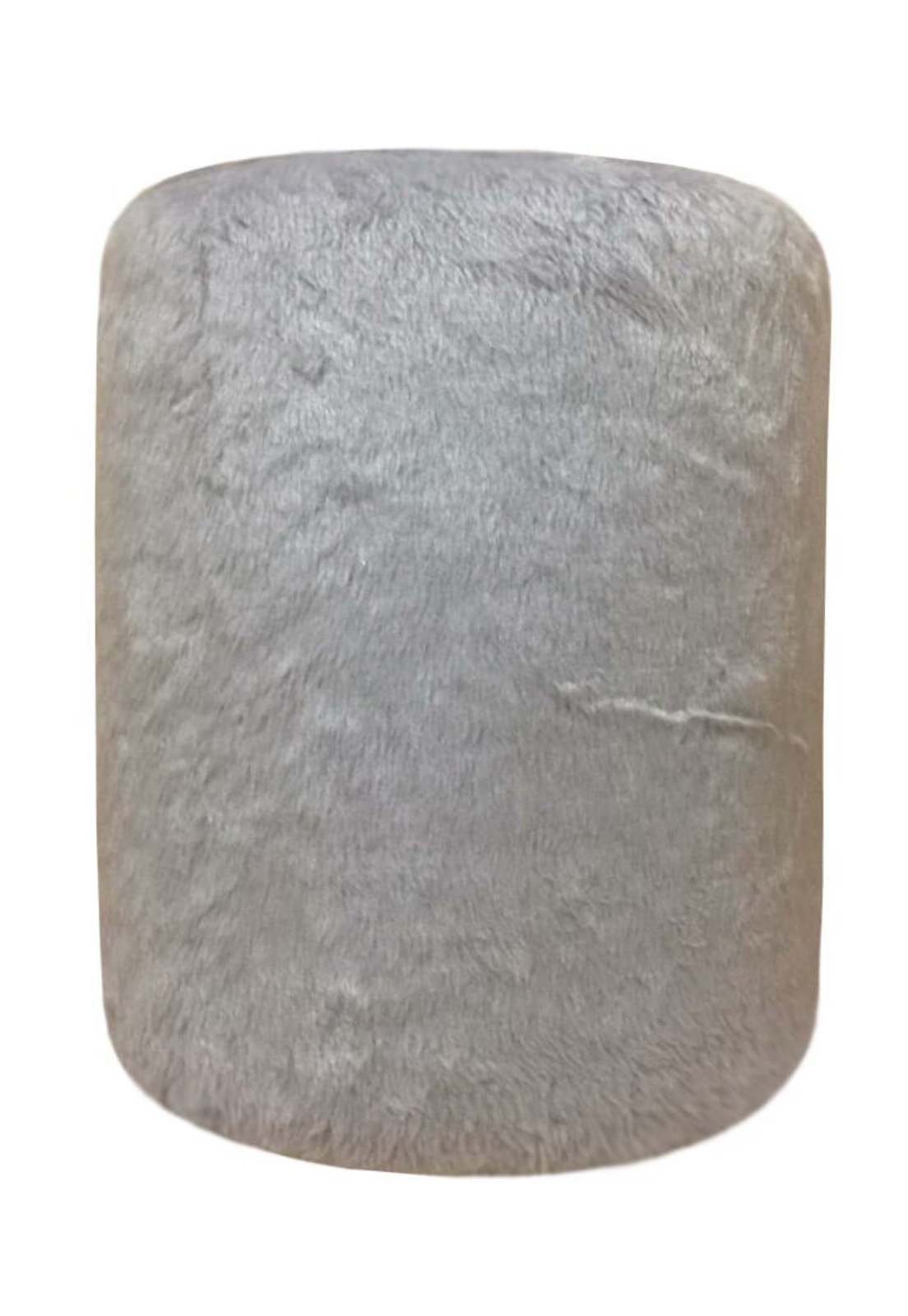 Puff Redondo Não é Segredo Astracan Pelúcia Cinza Pé Fixo 40x45 NSPR05TA-F
