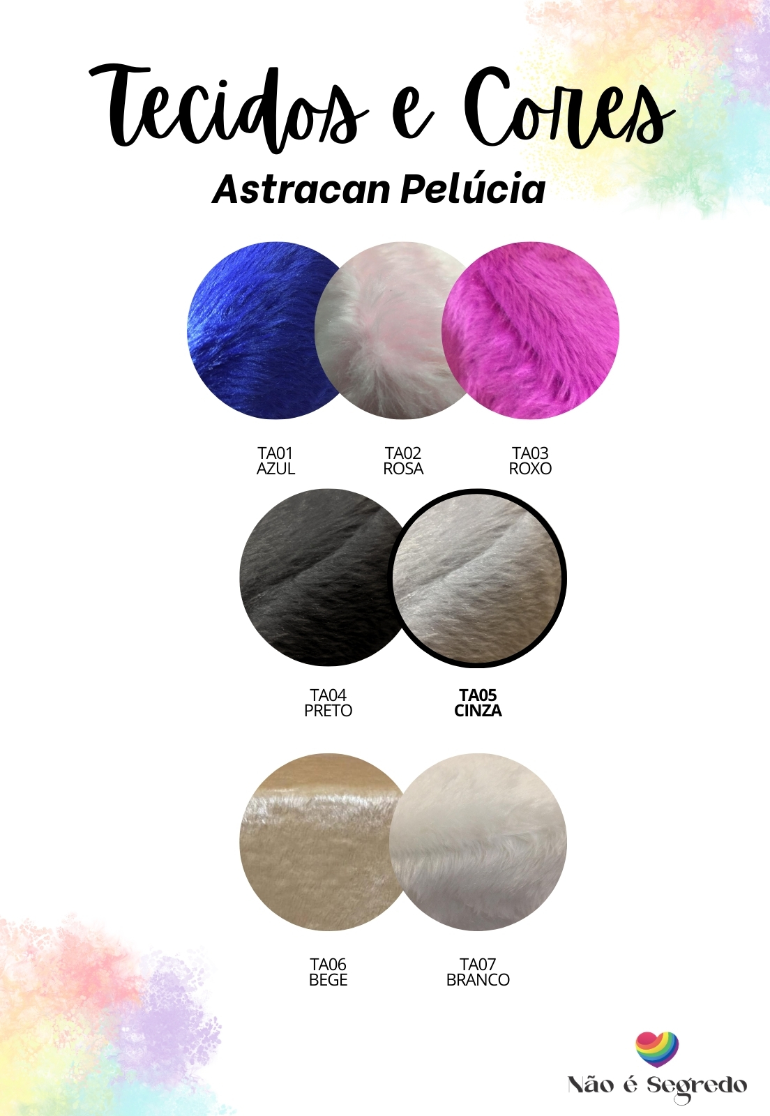 Puff Redondo Não é Segredo Astracan Pelúcia Cinza Pé Fixo 40x45 NSPR05TA-F