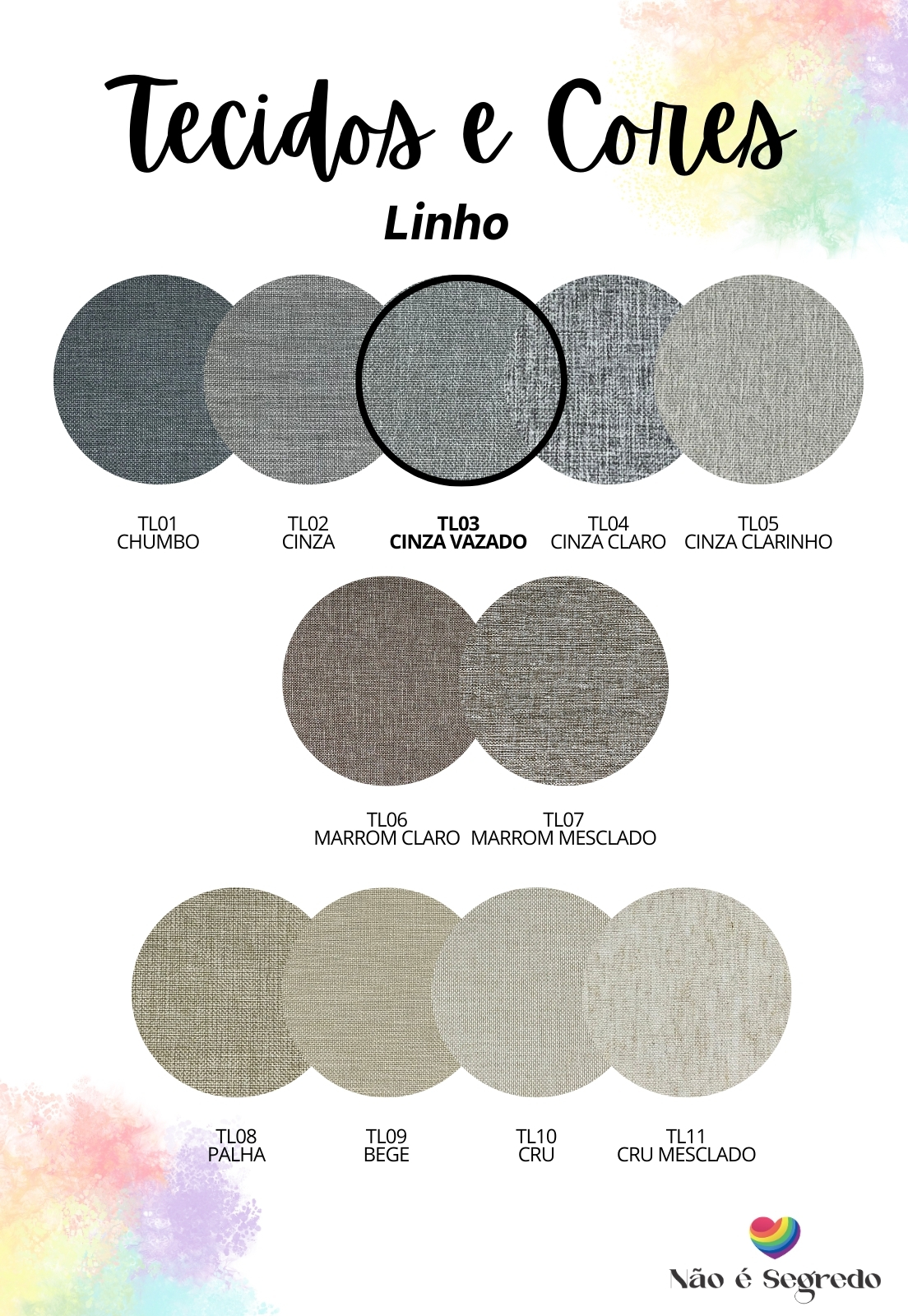Puff Redondo Não é Segredo Linho Cinza Vazado Rodinha 40x45 NSPR03L-R