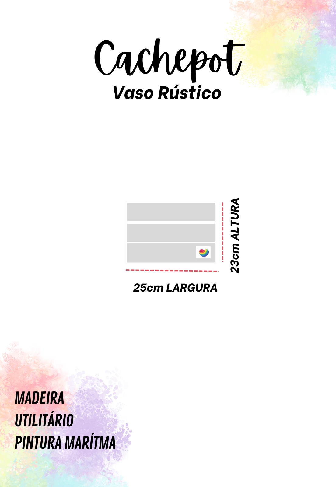 Vaso Madeira Rústico Não é Segredo Branco 25x23